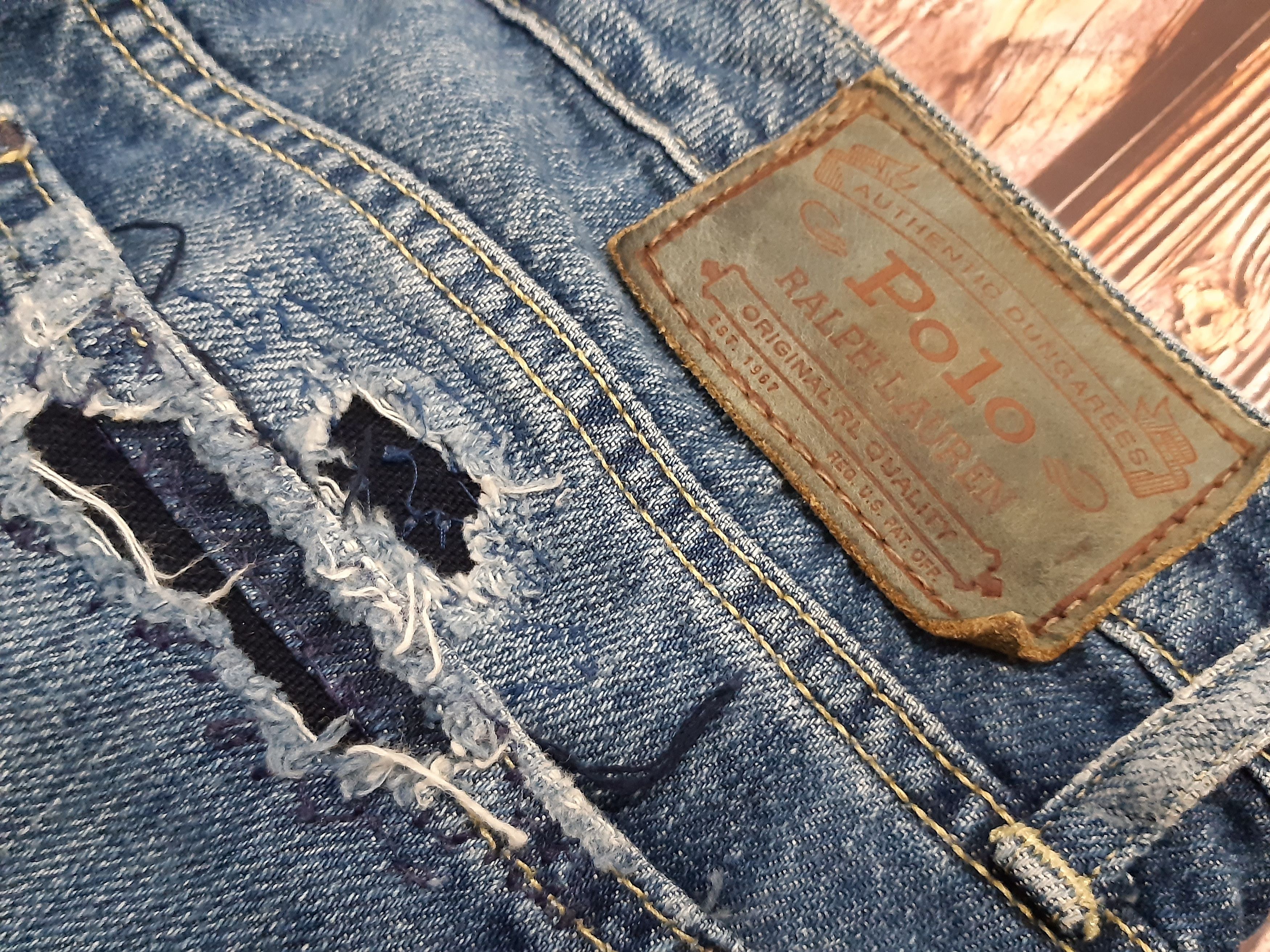 Polo Ralph Lauren × Vintage Ralph Lauren Jeans Vintage Patchworks Size 32" / US 10 / IT 46 - 13 Thumbnail