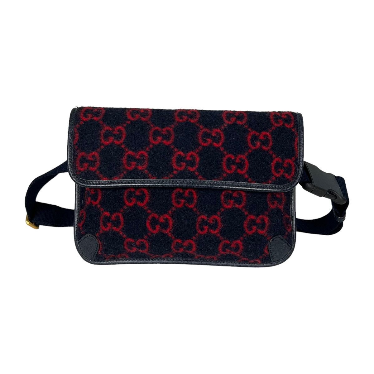image of Gucci Wool Monogram Crossbody Belt Waist Bag in Blue, Women's