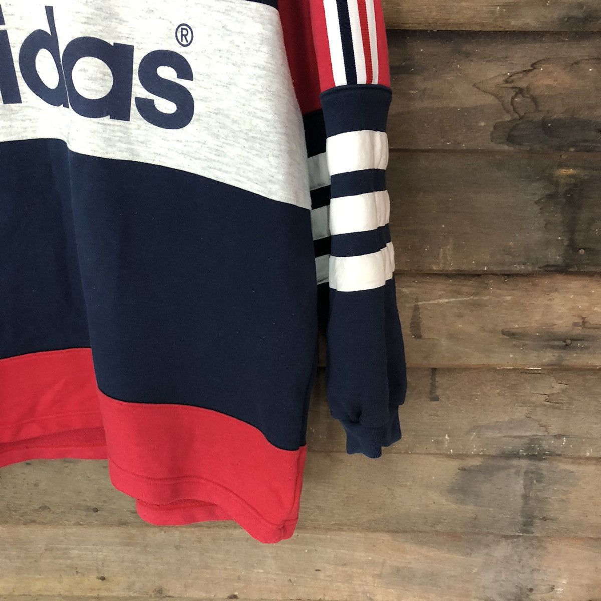 Adidas Adidas vintage 3 stripe Red Blue Hoodie sweatshirt #3197 Size US XL / EU 56 / 4 - 5 Thumbnail