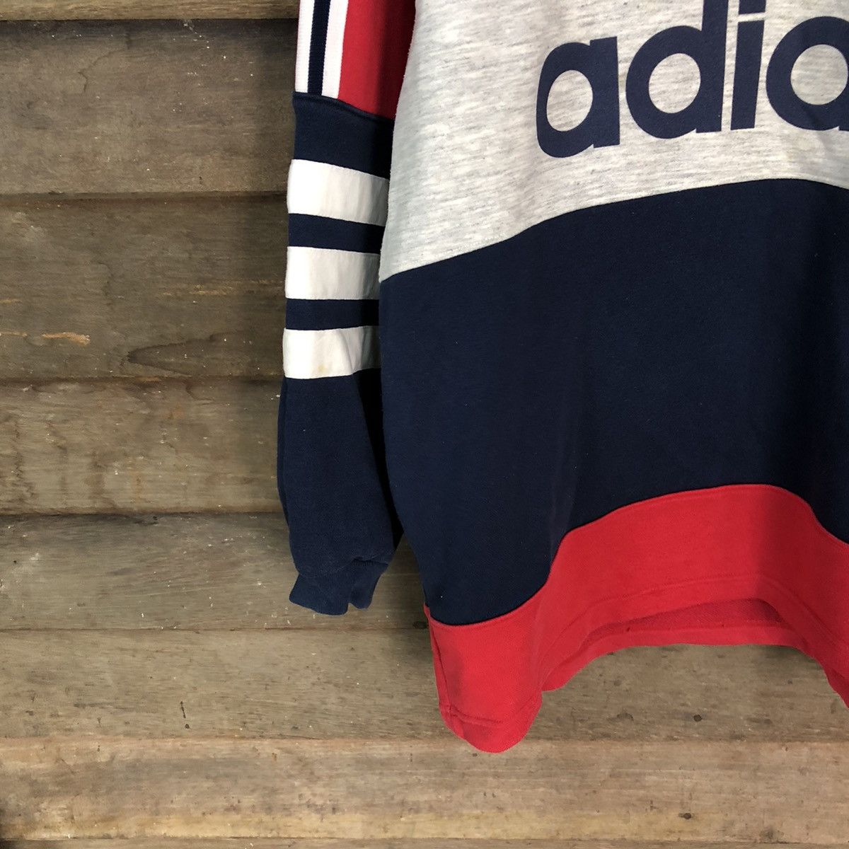 Adidas Adidas vintage 3 stripe Red Blue Hoodie sweatshirt #3197 Size US XL / EU 56 / 4 - 4 Thumbnail