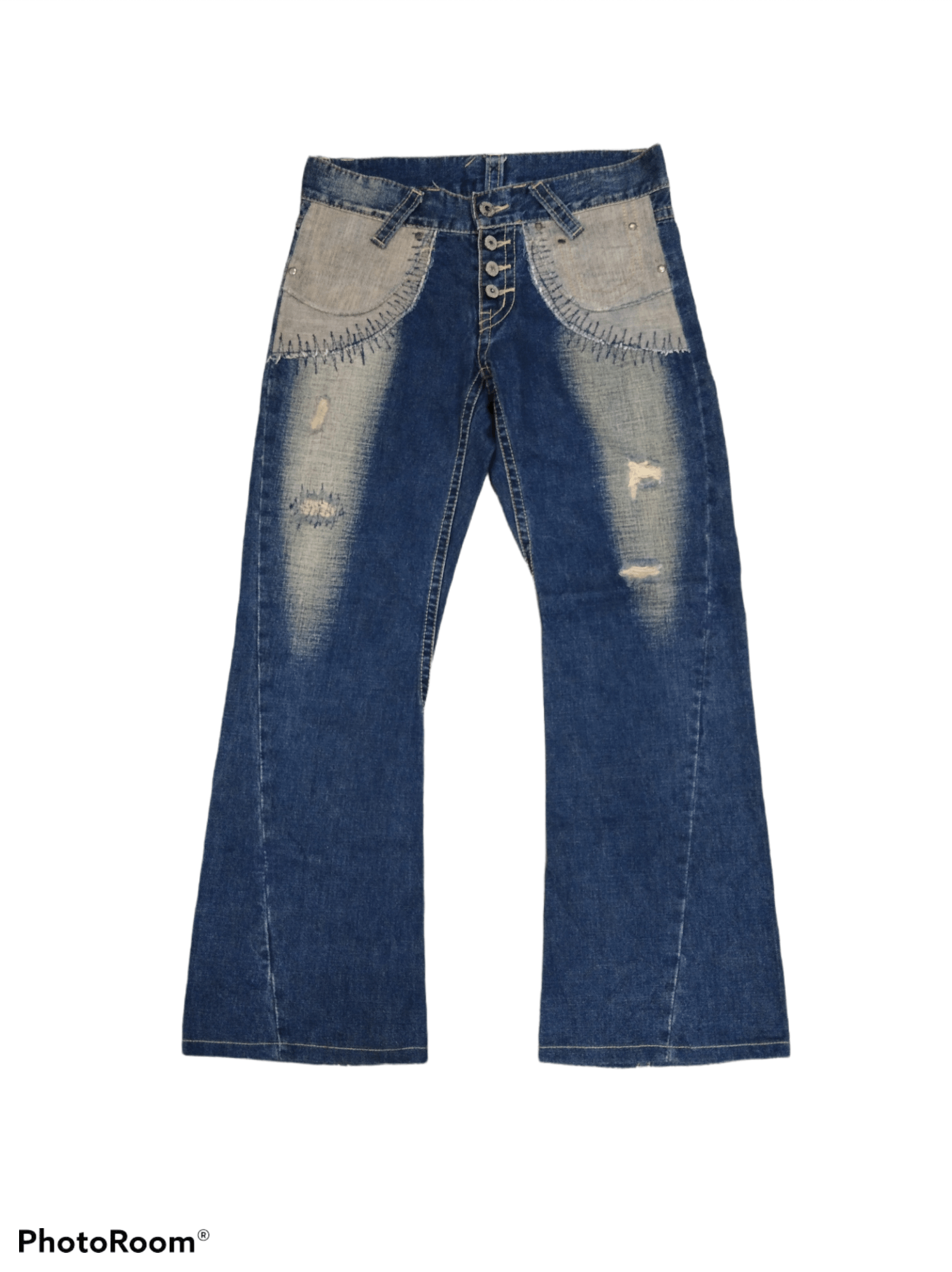 Japanese Brand FLARE VERY RARE🔥DISTRESSED REVERSIBLE LOVCAT DENIM PANTS Size US 30 / EU 46 - 3 Thumbnail