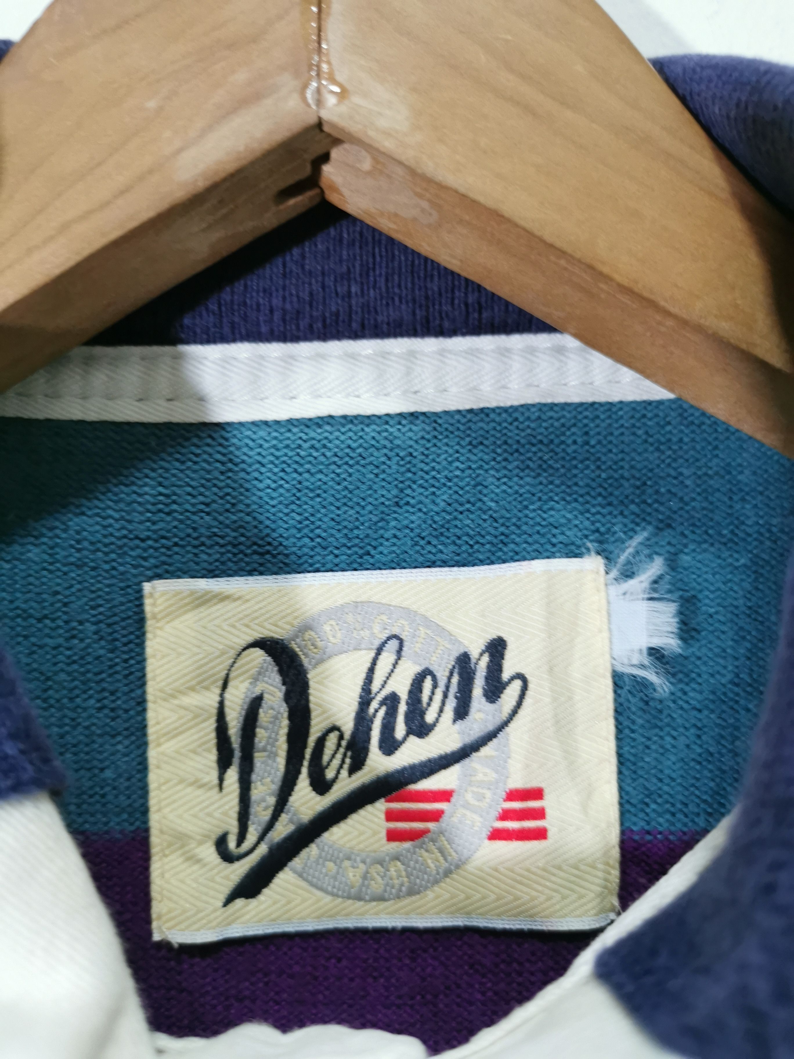 Dehen 1920 × Vintage Vintage Dehen Double Collar Rugby Stripe Shirt Size US XL / EU 56 / 4 - 6 Thumbnail