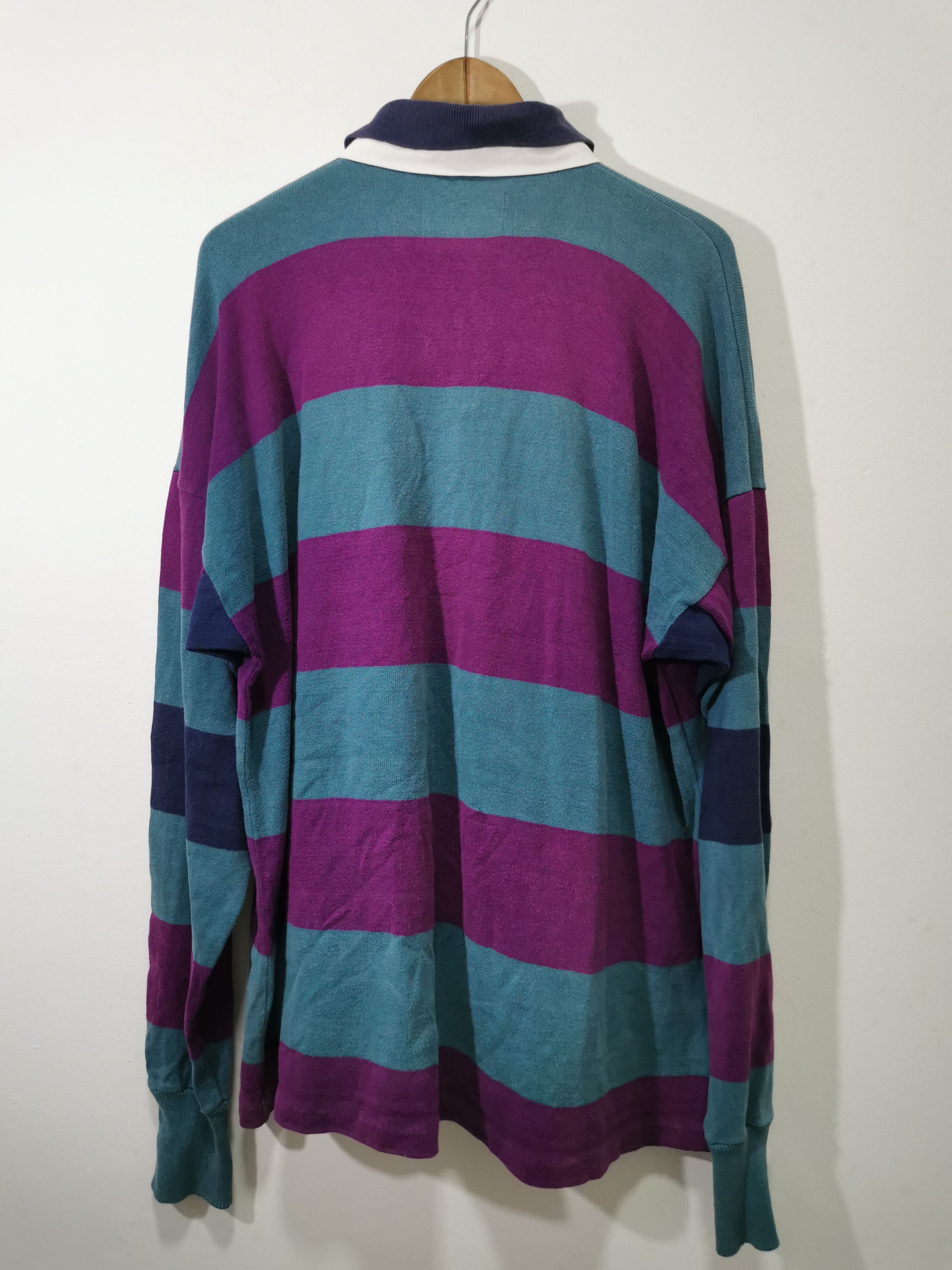 Dehen 1920 × Vintage Vintage Dehen Double Collar Rugby Stripe Shirt Size US XL / EU 56 / 4 - 5 Thumbnail