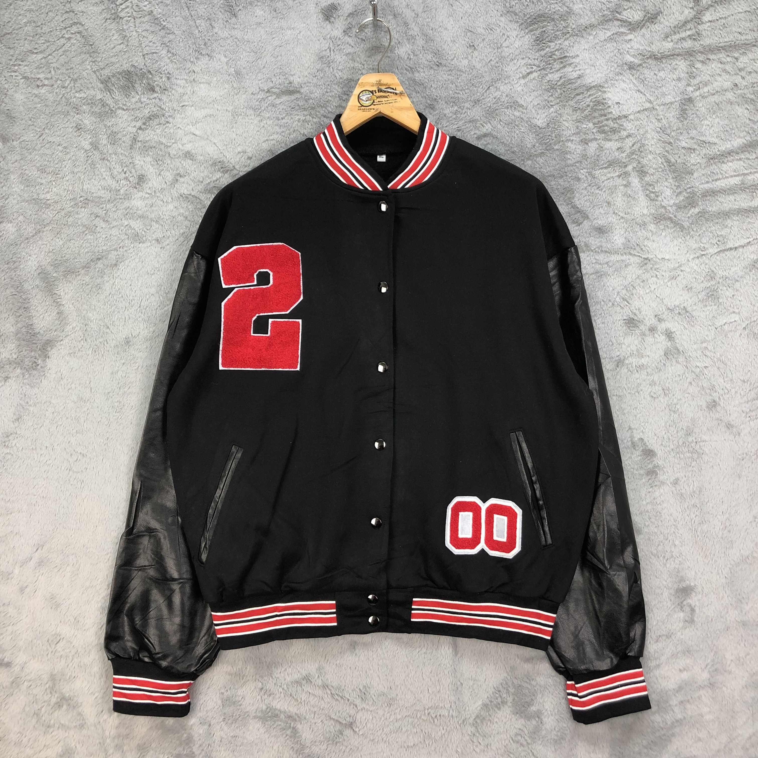 image of Unbrand Number 2 Wool Varsity Jacket 4845-173 in Black, Men's (Size XL)