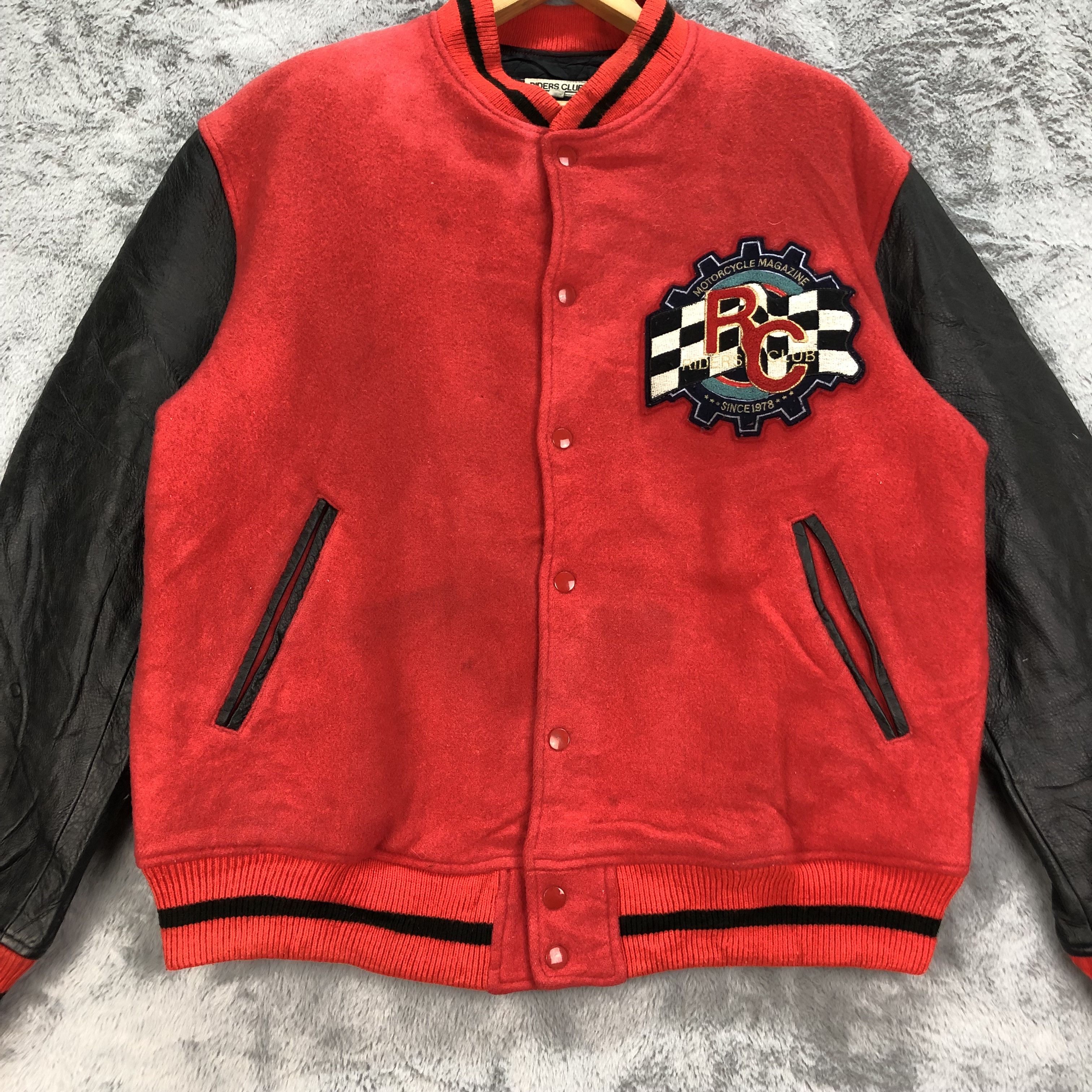 Vintage RIDERS Motorcycle Magazine Wool Leather Varsity #4823-172 Size US L / EU 52-54 / 3 - 6 Thumbnail
