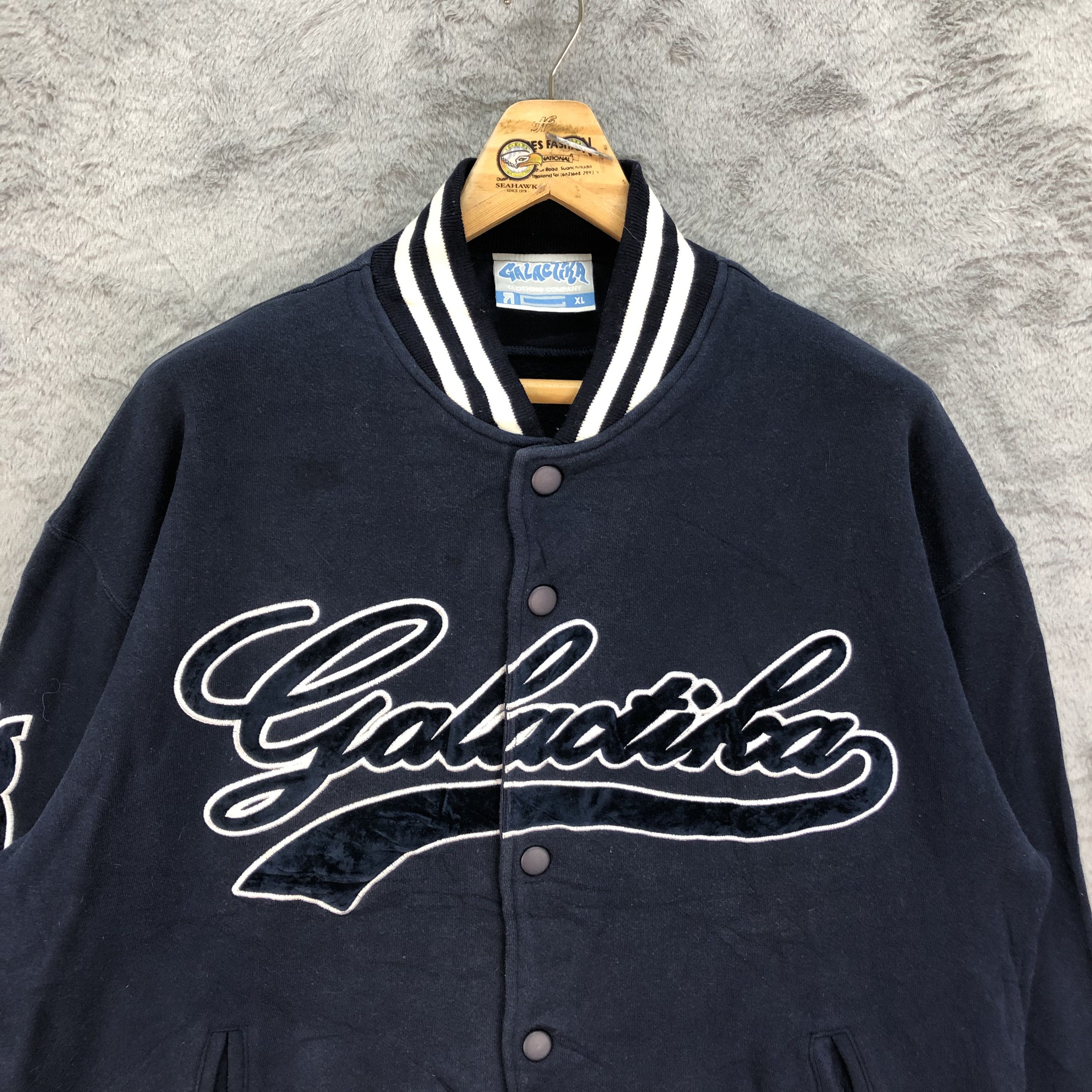 Japanese Brand GALACTIKA Big Logo Varsity Jacket #4800-170 Size US XL / EU 56 / 4 - 2 Thumbnail