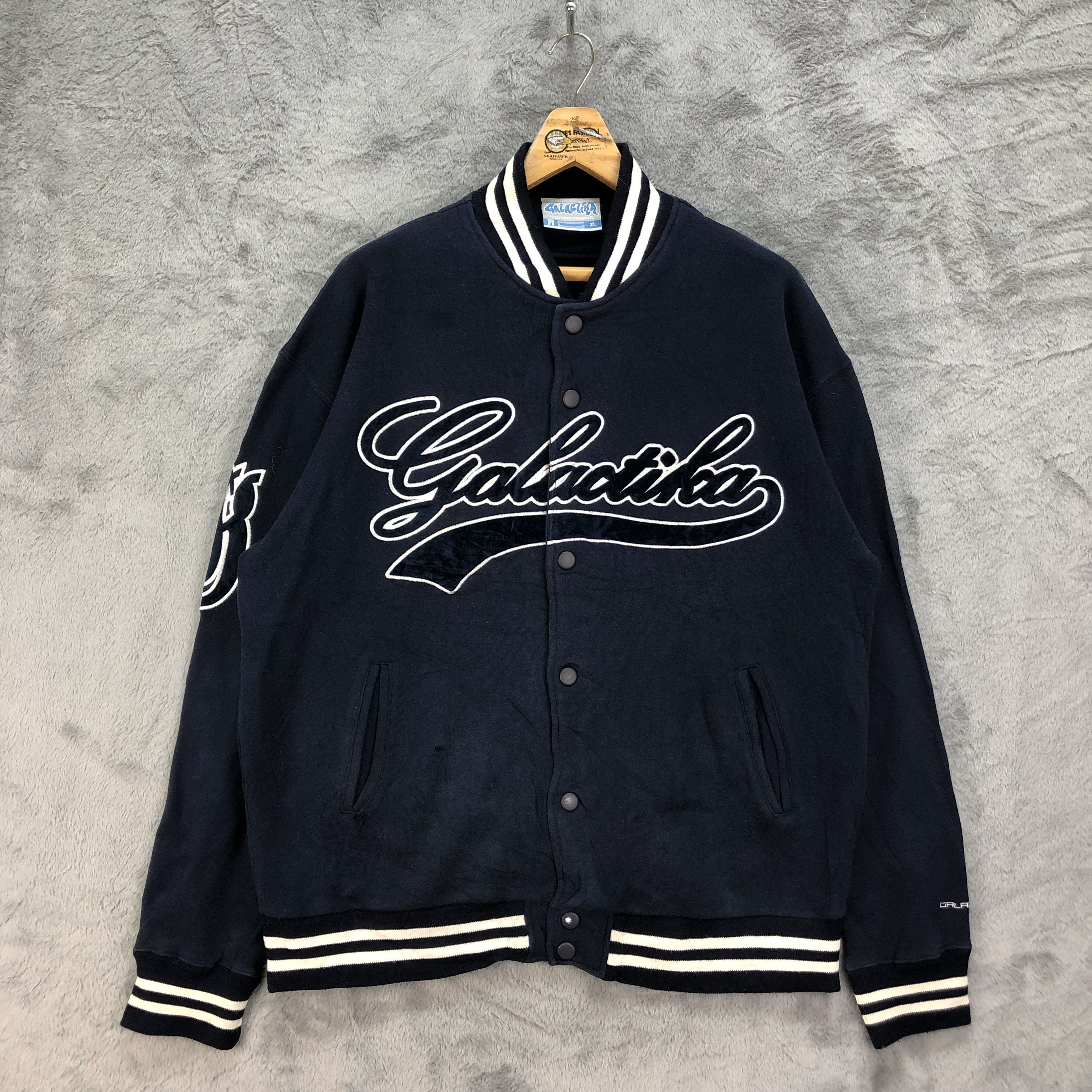 Japanese Brand GALACTIKA Big Logo Varsity Jacket #4800-170 Size US XL / EU 56 / 4 - 1 Thumbnail