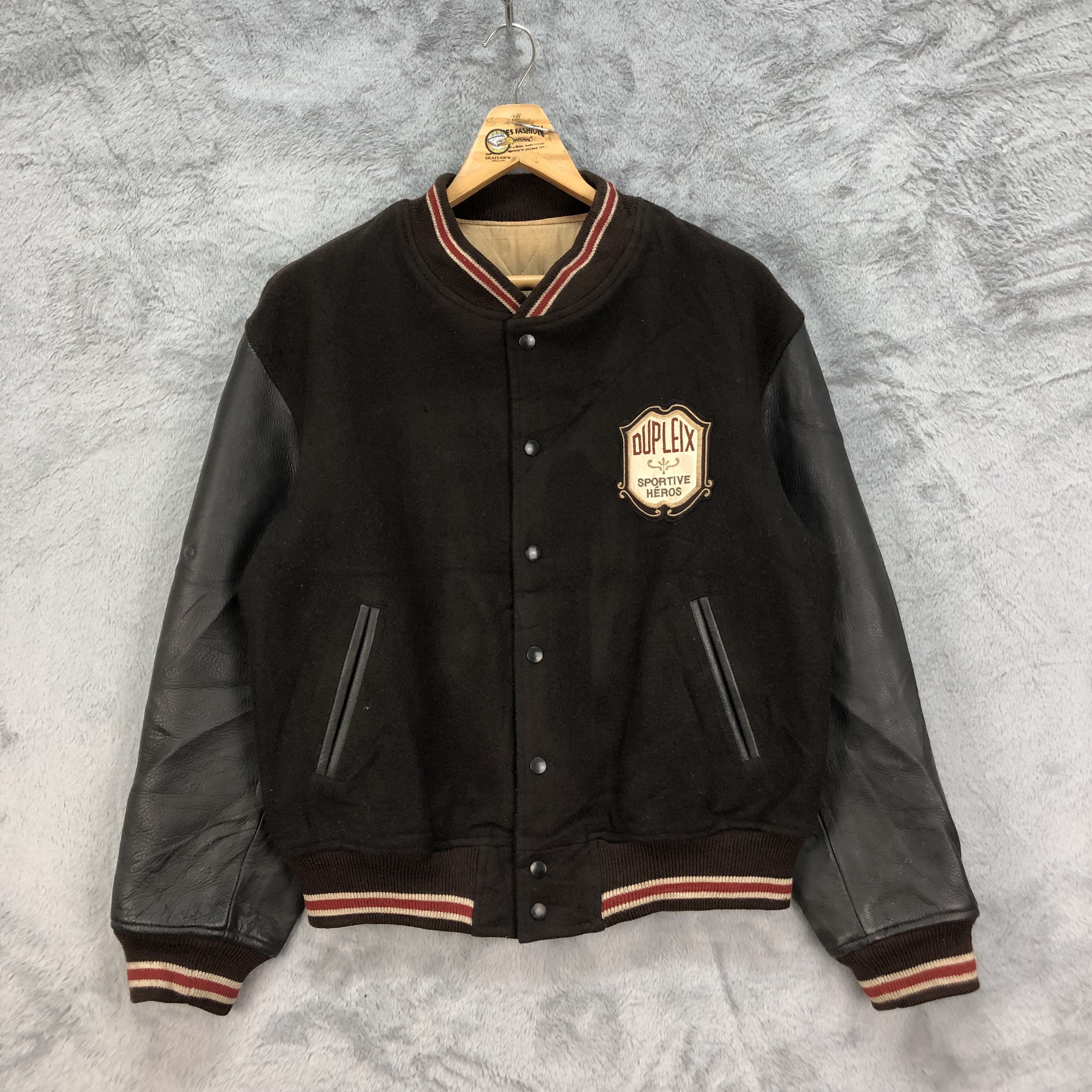 Japanese Brand DUPLEIX SPORTIVE HEROS Wool Leather Varsity Jacket #4909-27 Size US L / EU 52-54 / 3 - 3 Thumbnail