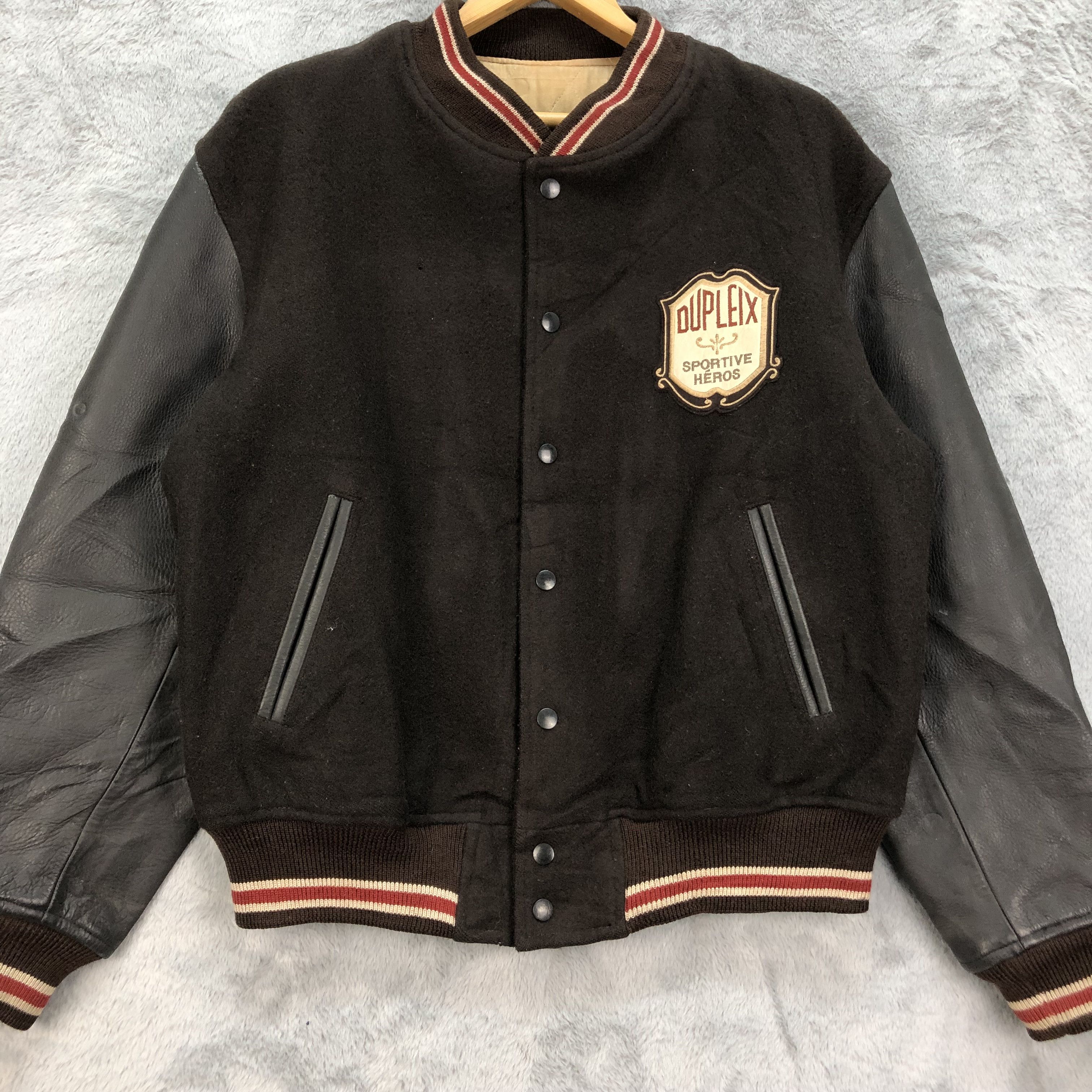 Japanese Brand DUPLEIX SPORTIVE HEROS Wool Leather Varsity Jacket #4909-27 Size US L / EU 52-54 / 3 - 6 Thumbnail