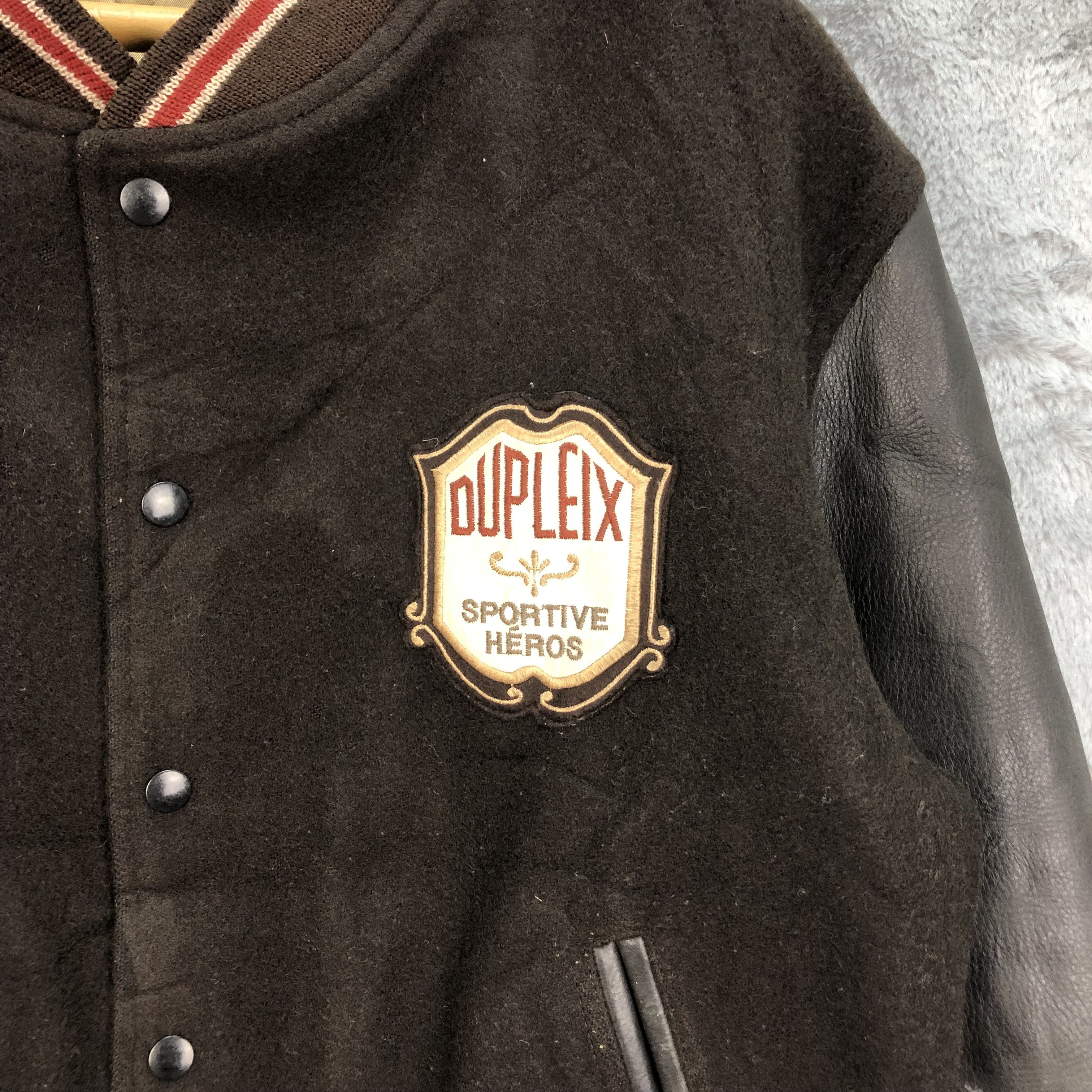 Japanese Brand DUPLEIX SPORTIVE HEROS Wool Leather Varsity Jacket #4909-27 Size US L / EU 52-54 / 3 - 5 Thumbnail