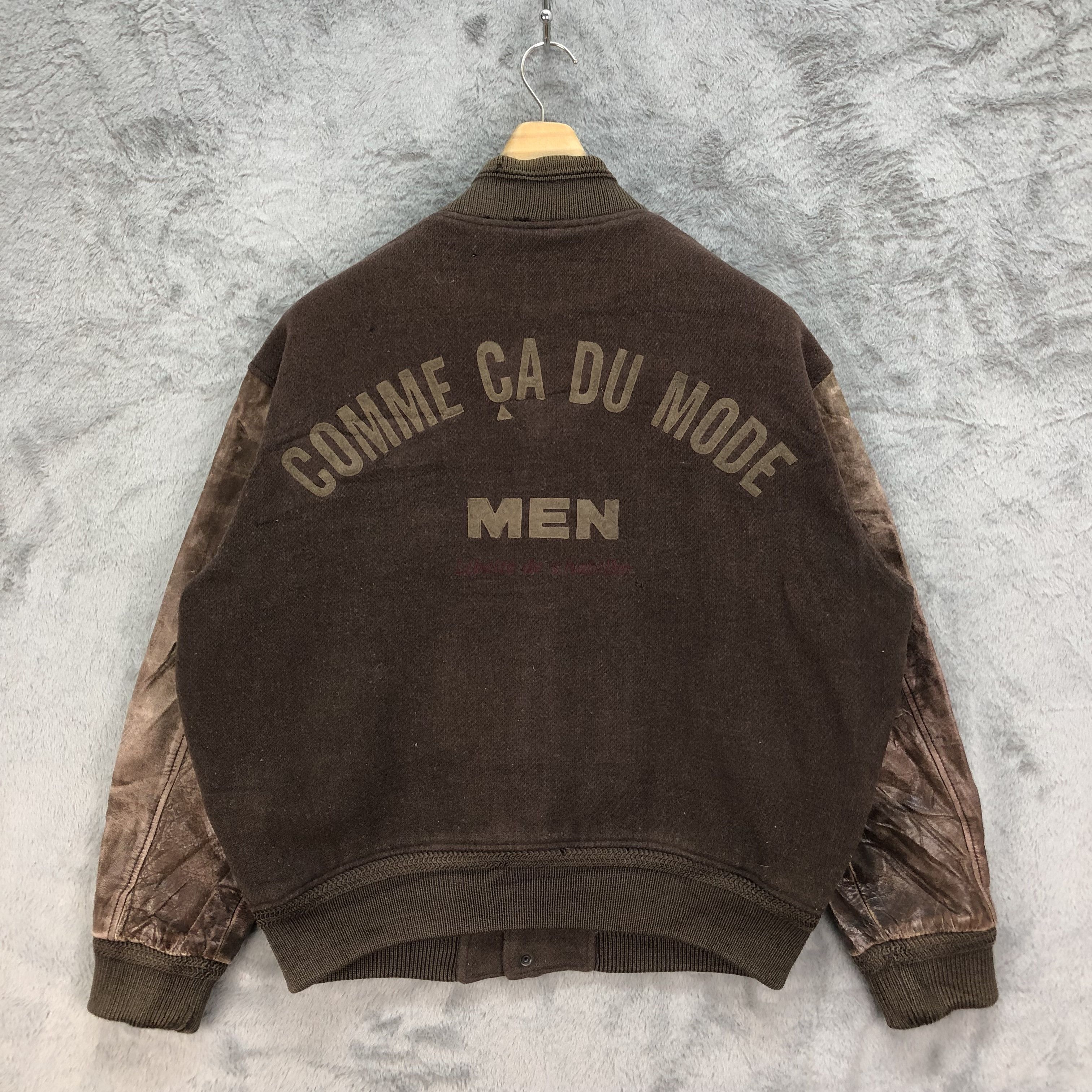 image of Vintage Comme Ca Du Mode Men Back Big Logo Varsity Jacket 4848-174 in Brown (Size Large)