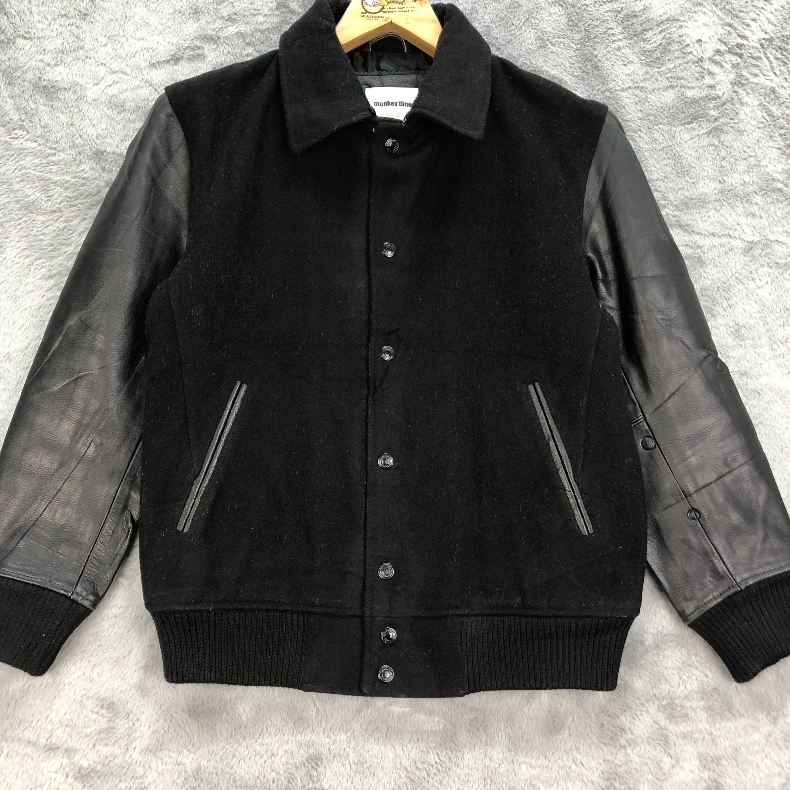 Japanese Brand Monkey Time Wool Collared Varsity Jacket #4887-31 Size US S / EU 44-46 / 1 - 3 Thumbnail