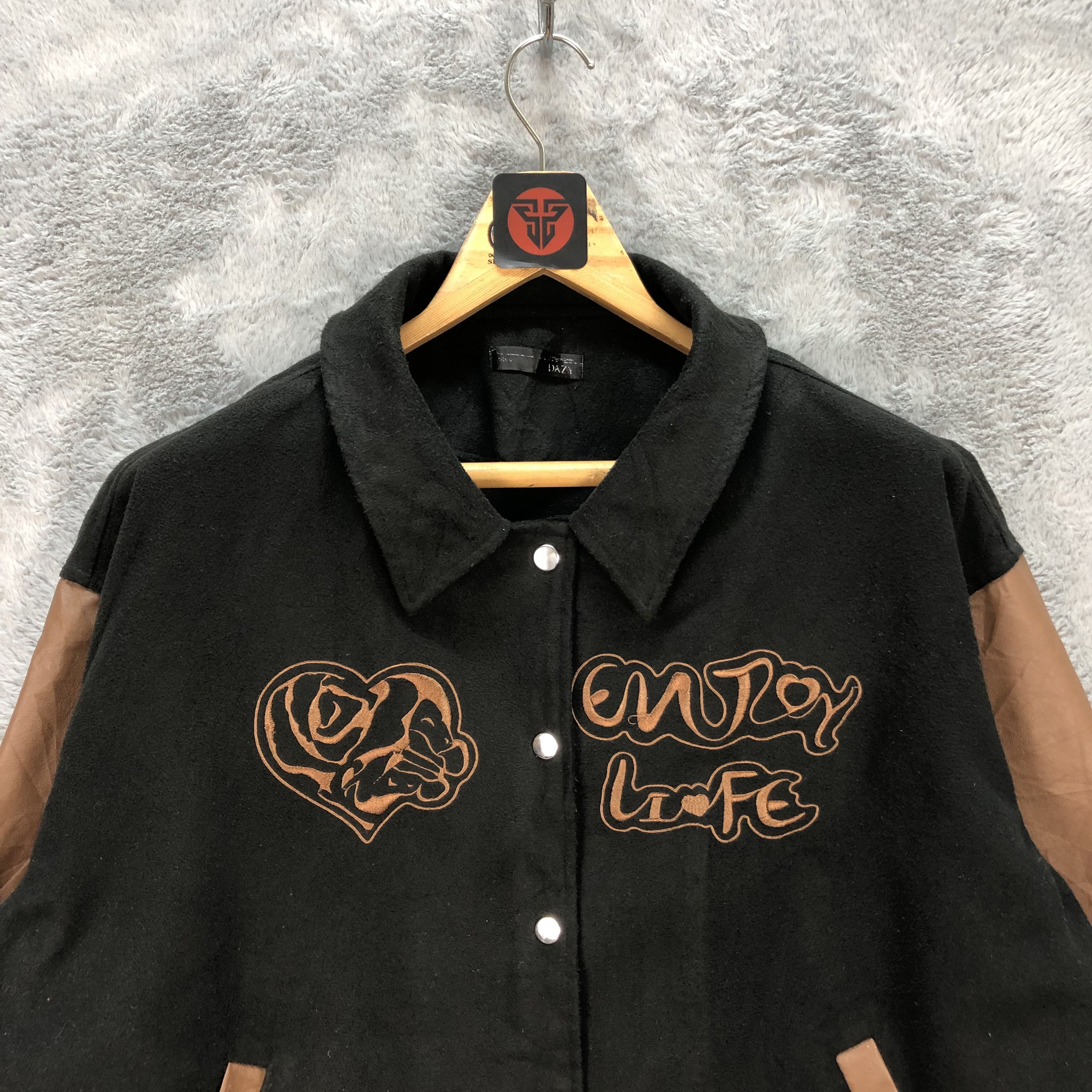 Vintage DAZY ENJOY LIFE WOOL VARSITY JACKET #6259-56 Size L / US 10 / IT 46 - 2 Thumbnail