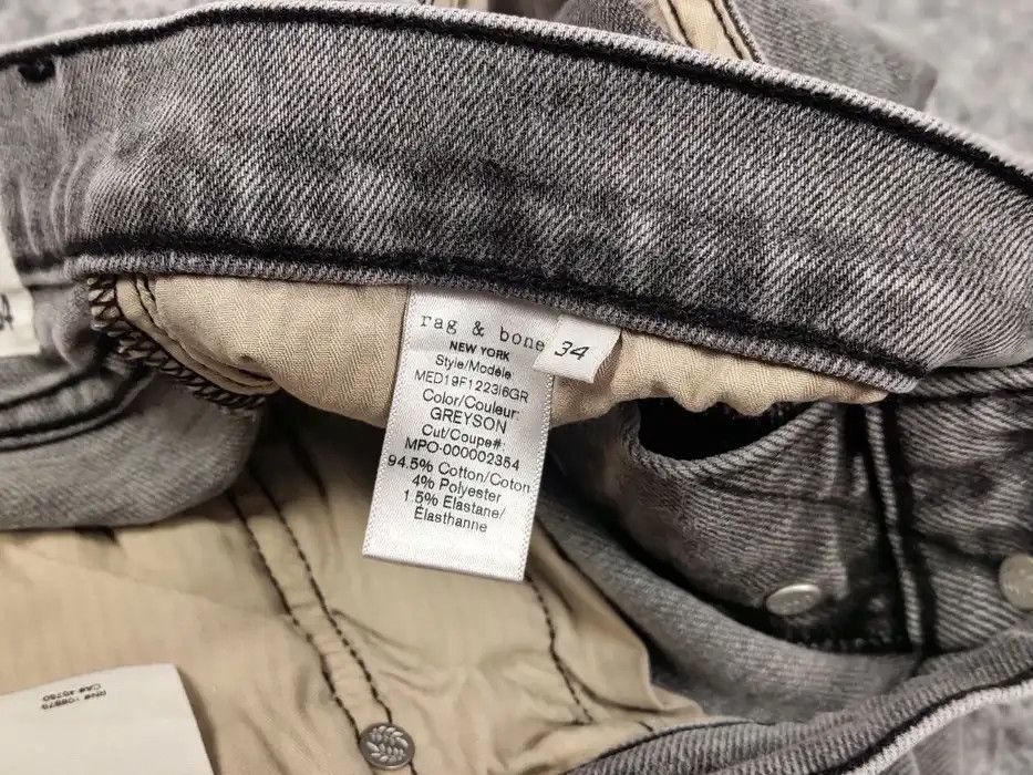 Rag & Bone Rag and Bone USA modele Gray Men's Fit 2 Slim Denim Jeans Size US 34 / EU 50 - 9 Thumbnail