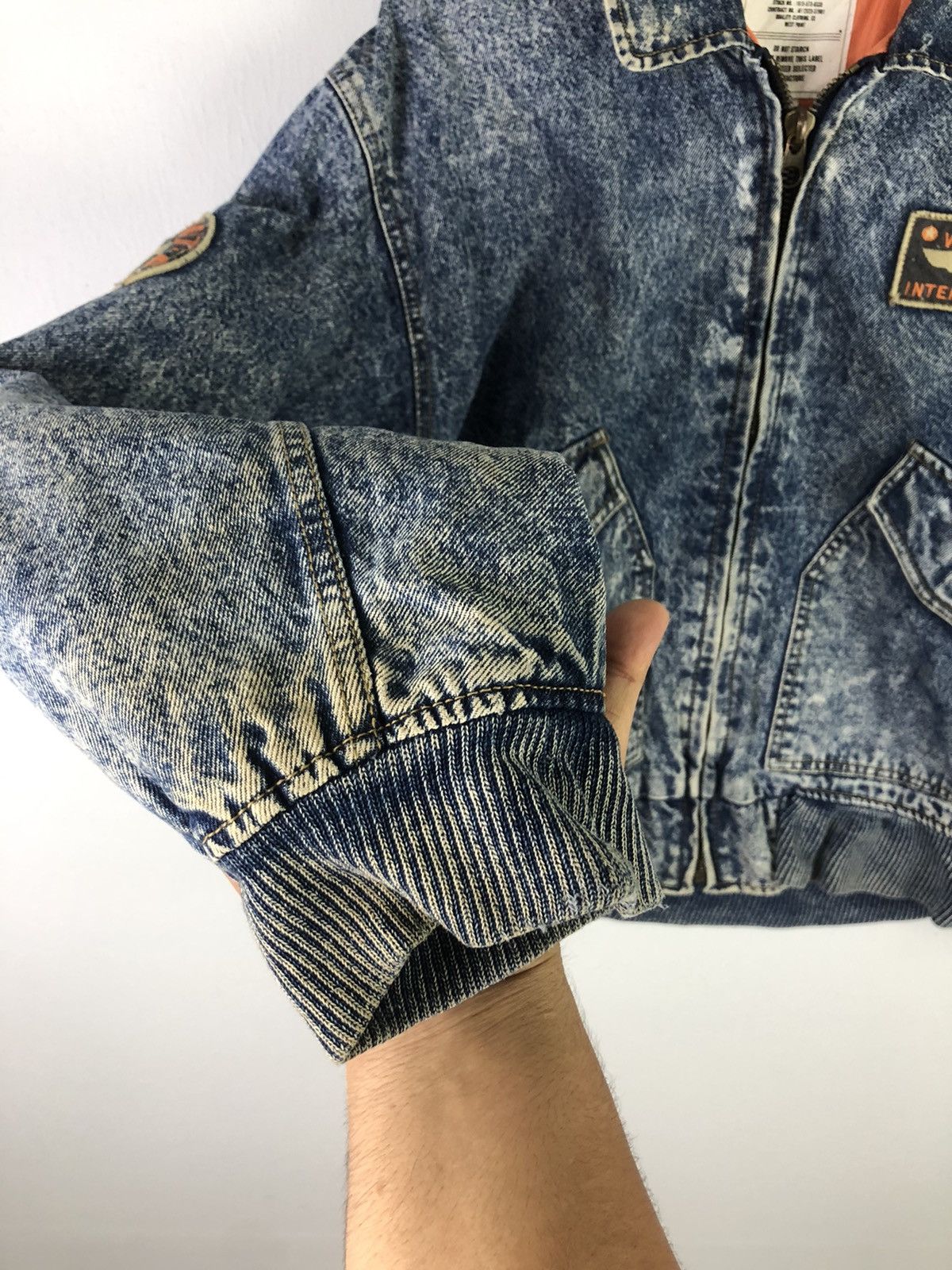 Vintage Vintage West Point Air Lines Denim Jacket Bomber Style Size US XL / EU 56 / 4 - 8 Thumbnail