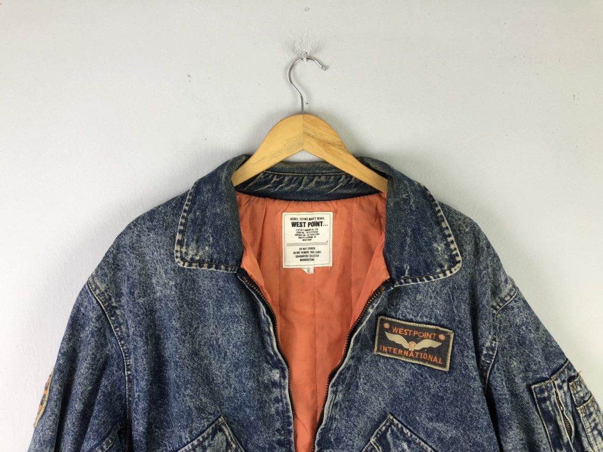 Vintage Vintage West Point Air Lines Denim Jacket Bomber Style Size US XL / EU 56 / 4 - 6 Thumbnail