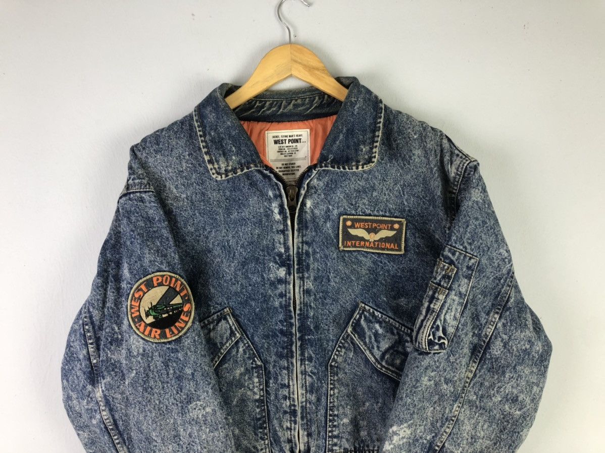 Vintage Vintage West Point Air Lines Denim Jacket Bomber Style Size US XL / EU 56 / 4 - 4 Thumbnail