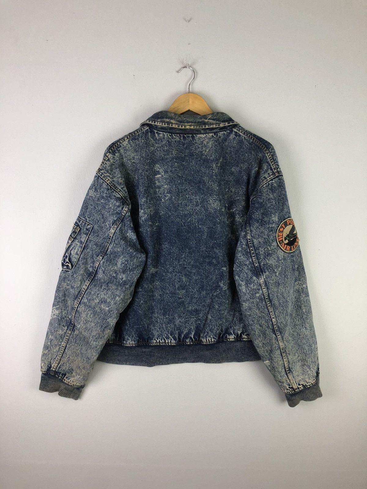 Vintage Vintage West Point Air Lines Denim Jacket Bomber Style Size US XL / EU 56 / 4 - 7 Thumbnail