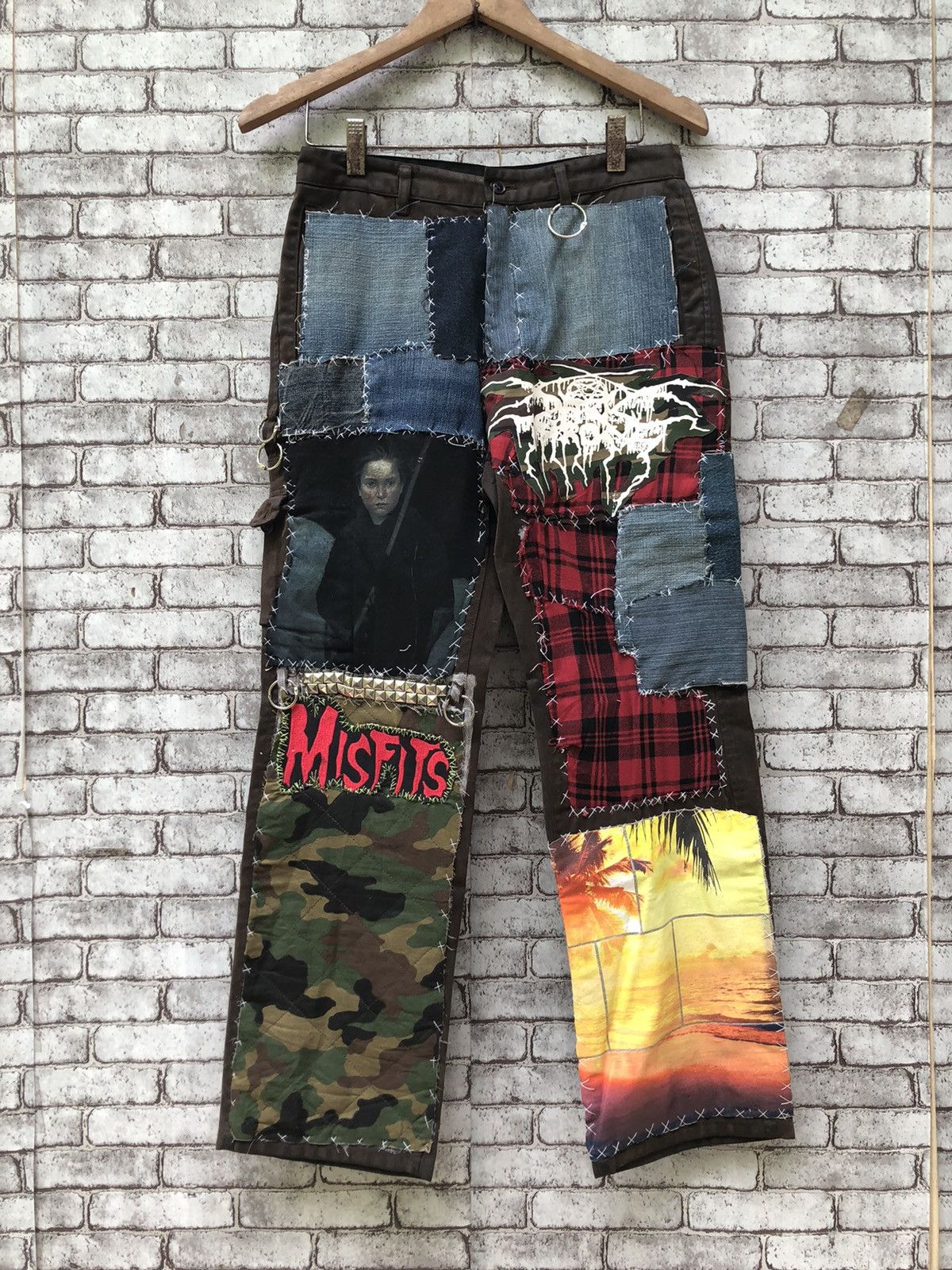 image of Comme Ca Ism Punk Patchwork Jeans in Brown, Men's (Size 29)