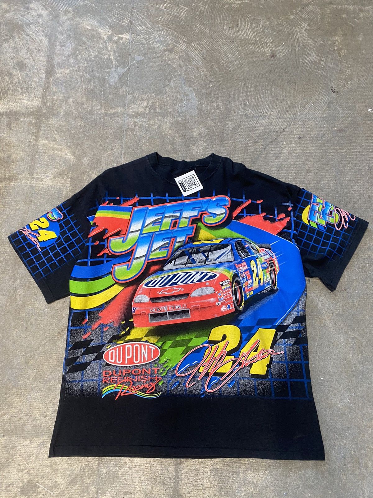 image of Made In USA x Nascar Vintage 90’S 1997 Jeff Gordon Aop Nascar T-Shirt in Black, Men's (Size 2XL)