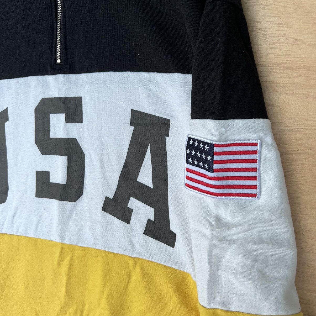 Japanese Brand SWEATSHIRT HALF ZIPPER BIG SPELL OUT USA Size L / US 10 / IT 46 - 4 Thumbnail