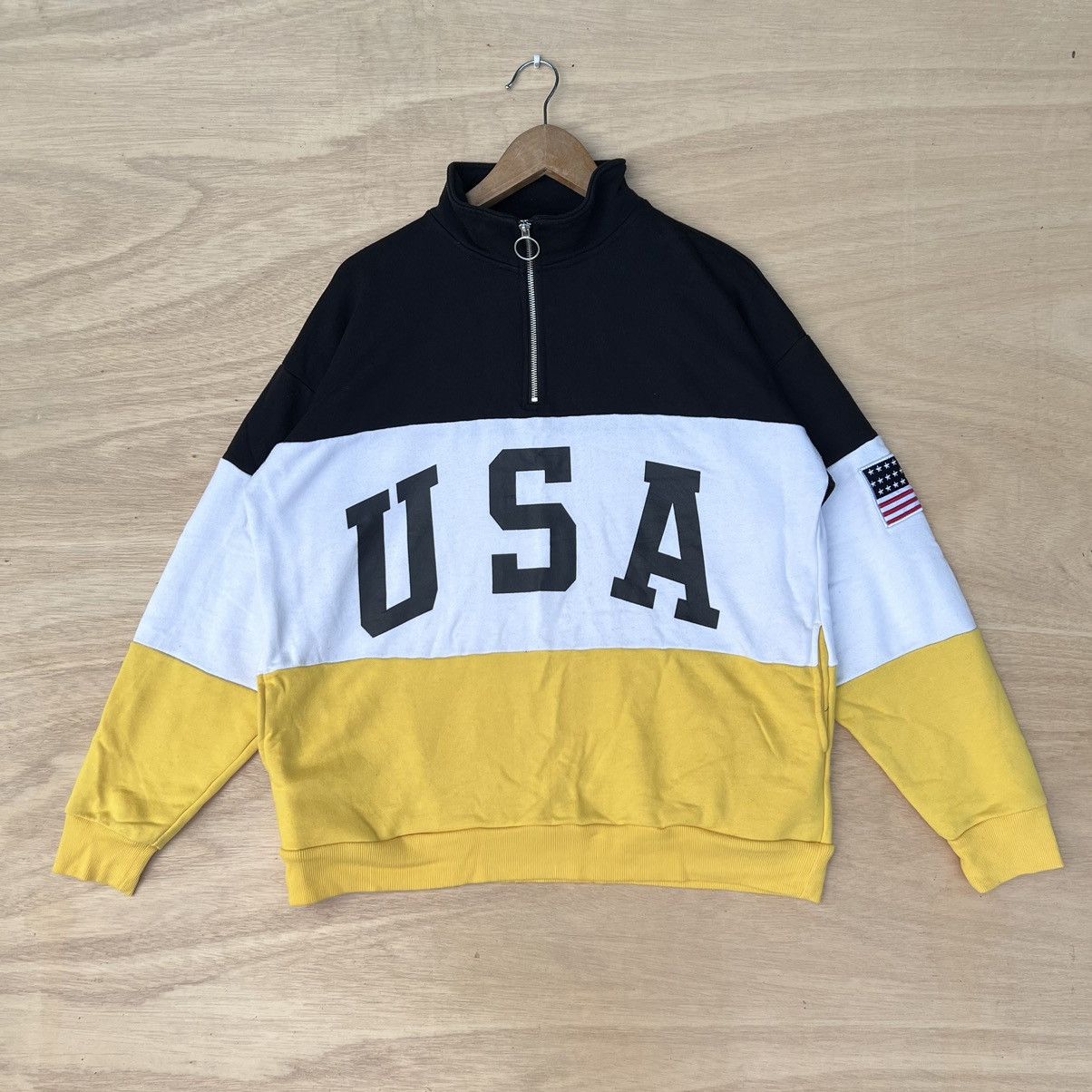 Japanese Brand SWEATSHIRT HALF ZIPPER BIG SPELL OUT USA Size L / US 10 / IT 46 - 1 Thumbnail