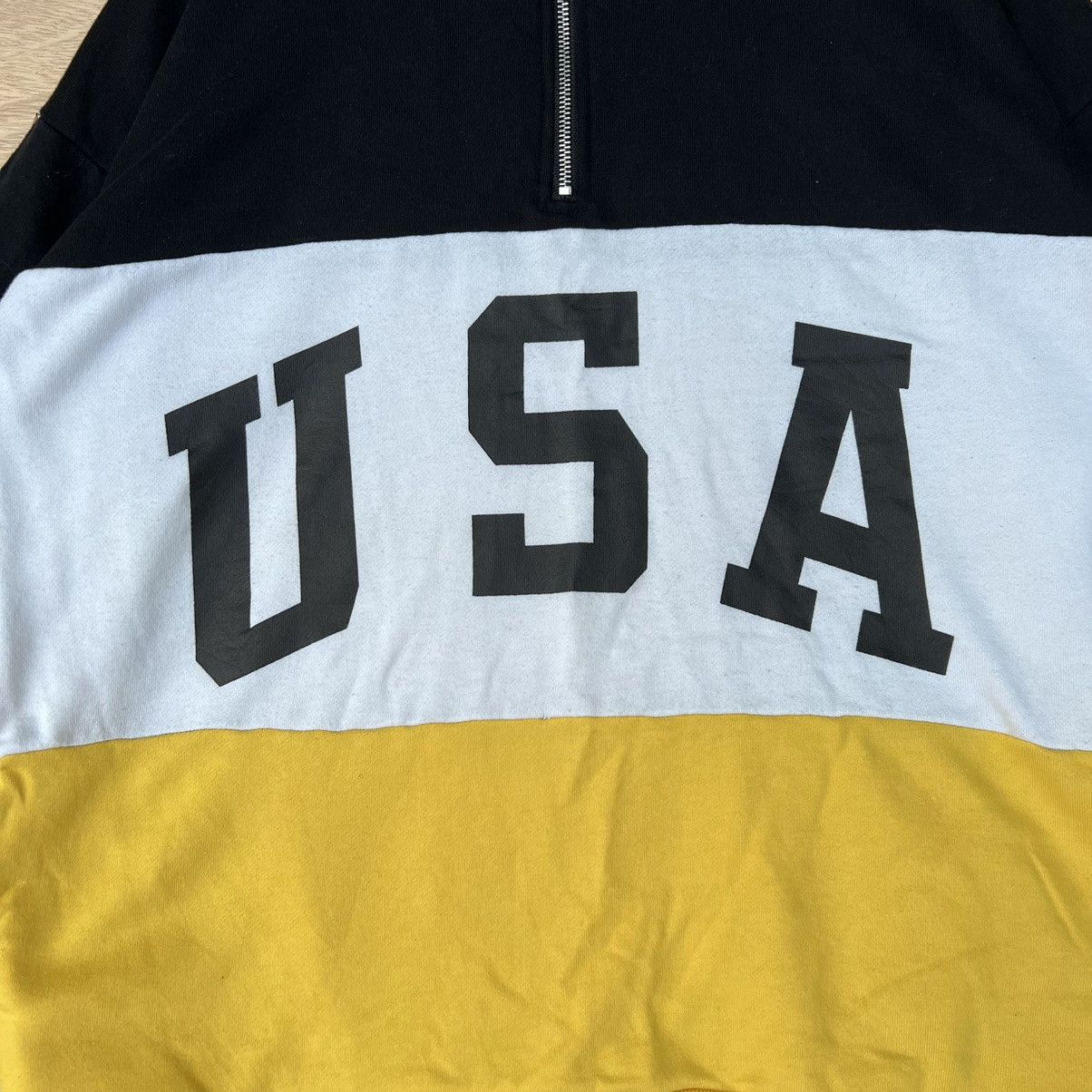 Japanese Brand SWEATSHIRT HALF ZIPPER BIG SPELL OUT USA Size L / US 10 / IT 46 - 3 Thumbnail