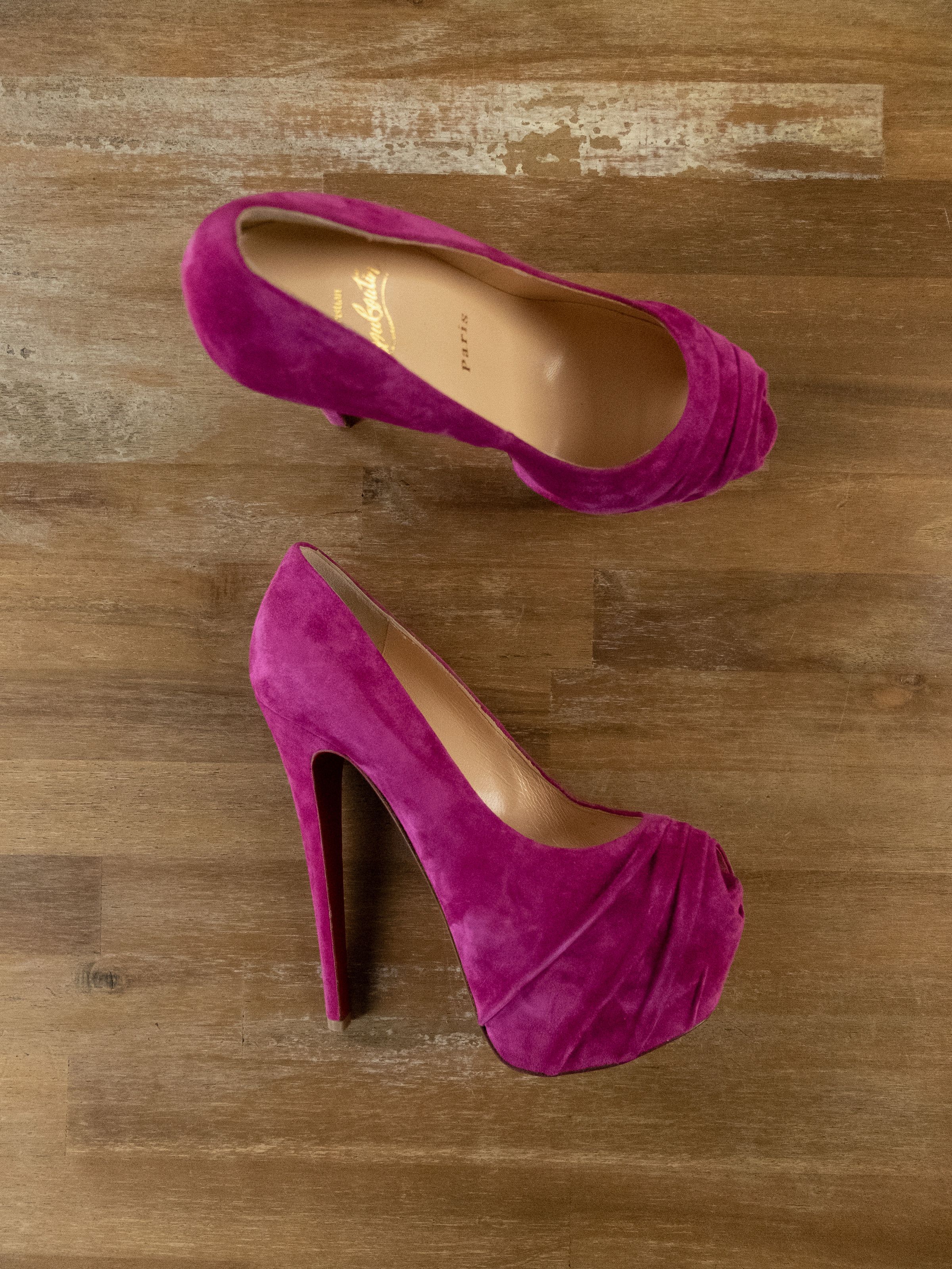 Christian Louboutin $1195 CHRISTIAN LOUBOUTIN Drapesse pink suede platform pumps Size US 8.5 / IT 38.5 - 1 Thumbnail