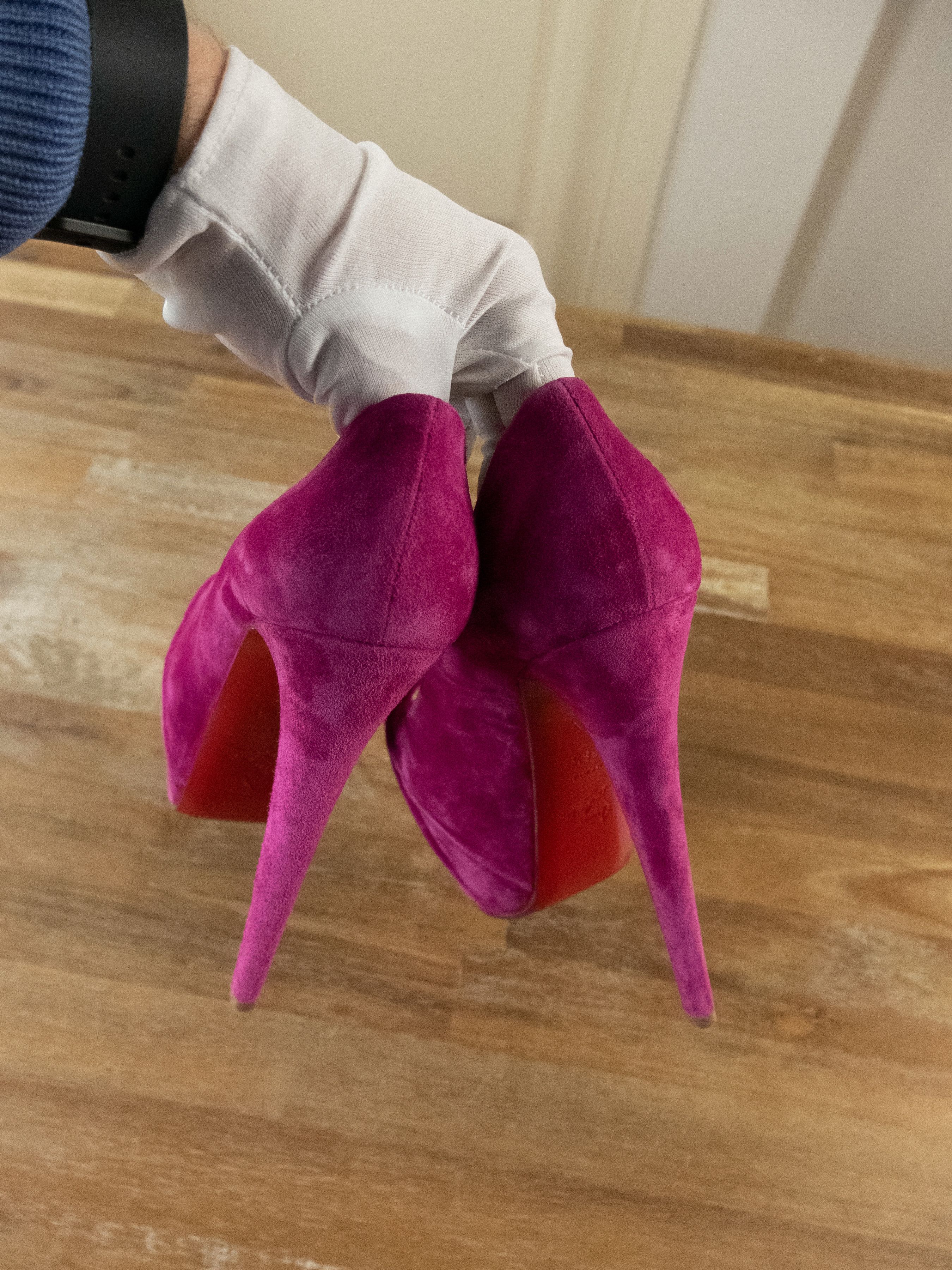 Christian Louboutin $1195 CHRISTIAN LOUBOUTIN Drapesse pink suede platform pumps Size US 8.5 / IT 38.5 - 6 Thumbnail