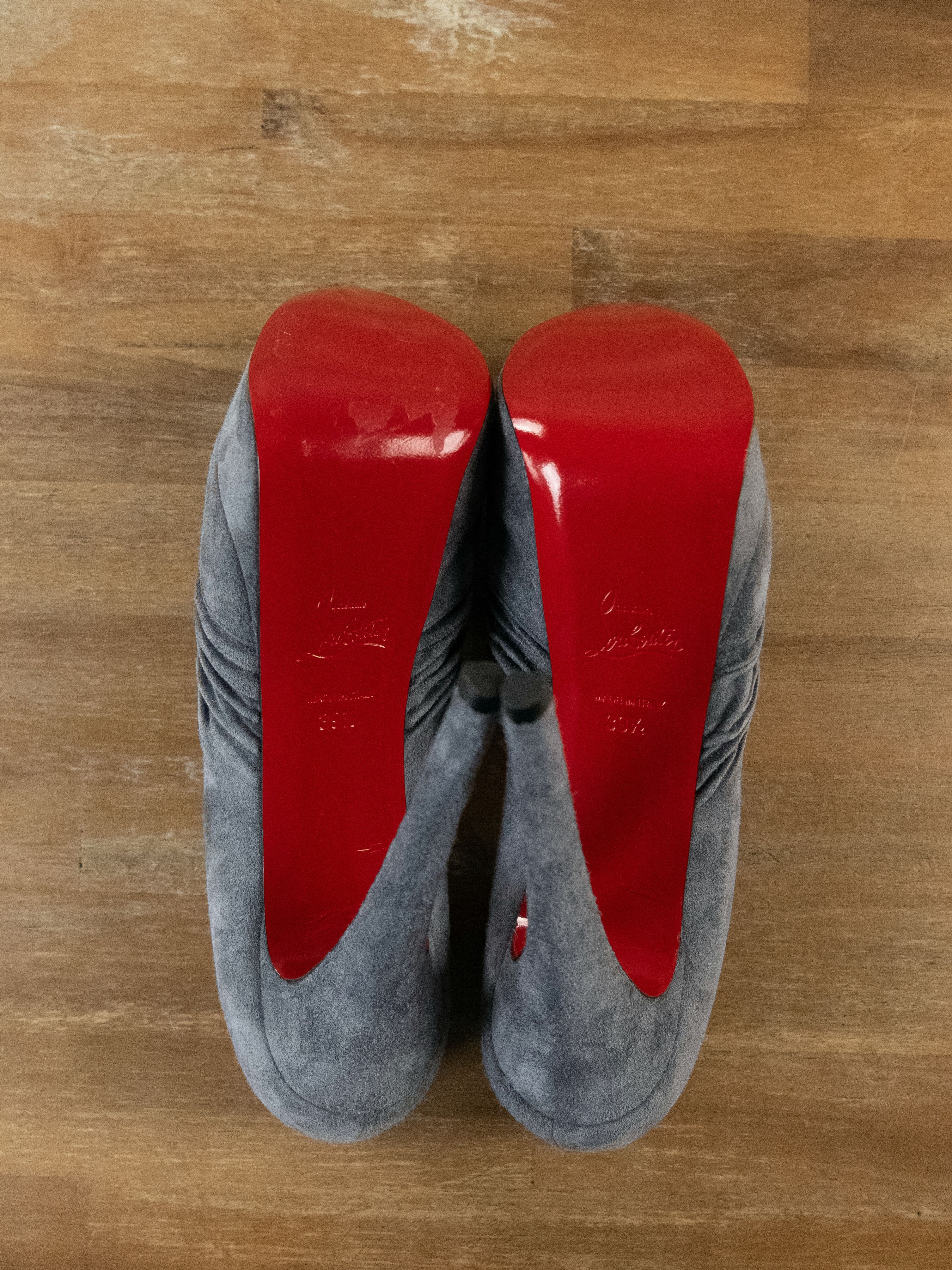 Christian Louboutin $945 CHRISTIAN LOUBOUTIN Drapadita gray suede platform pumps Size US 9.5 / IT 39.5 - 6 Thumbnail