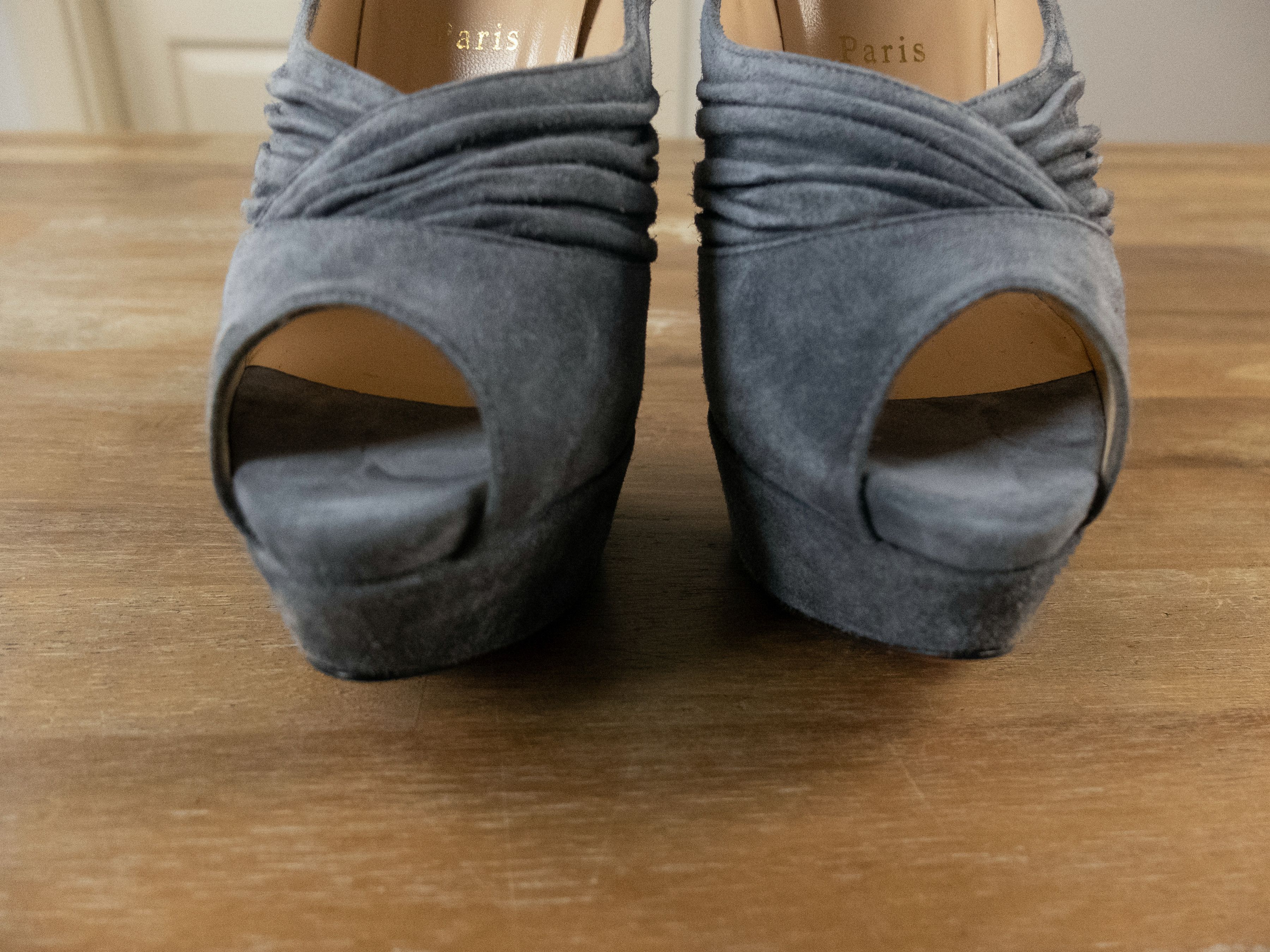 Christian Louboutin $945 CHRISTIAN LOUBOUTIN Drapadita gray suede platform pumps Size US 9.5 / IT 39.5 - 3 Thumbnail