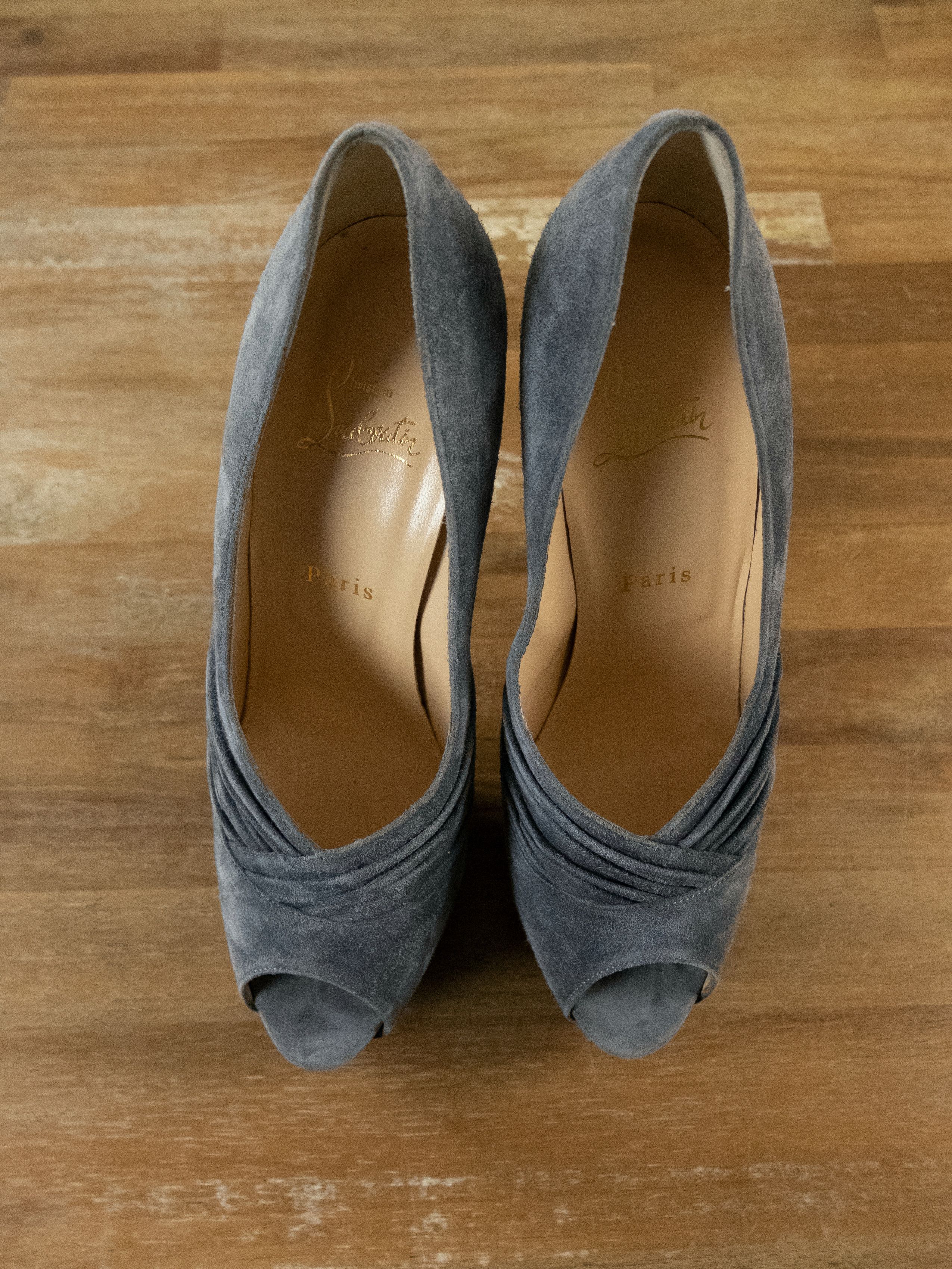 Christian Louboutin $945 CHRISTIAN LOUBOUTIN Drapadita gray suede platform pumps Size US 9.5 / IT 39.5 - 2 Thumbnail