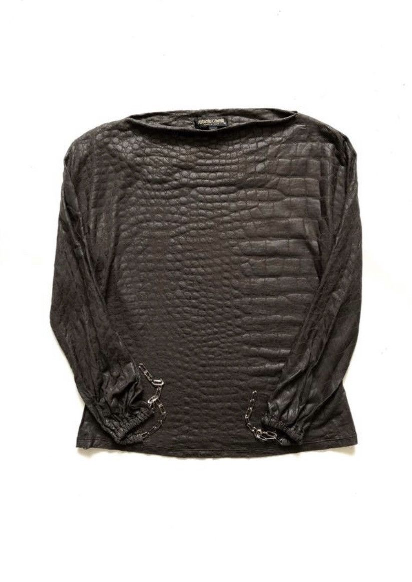 Jean Paul Gaultier × Just Cavalli × Roberto Cavalli Roberto Cavalli snakeskin crocodile print chain blouse Size M / US 6-8 / IT 42-44 - 1 Thumbnail