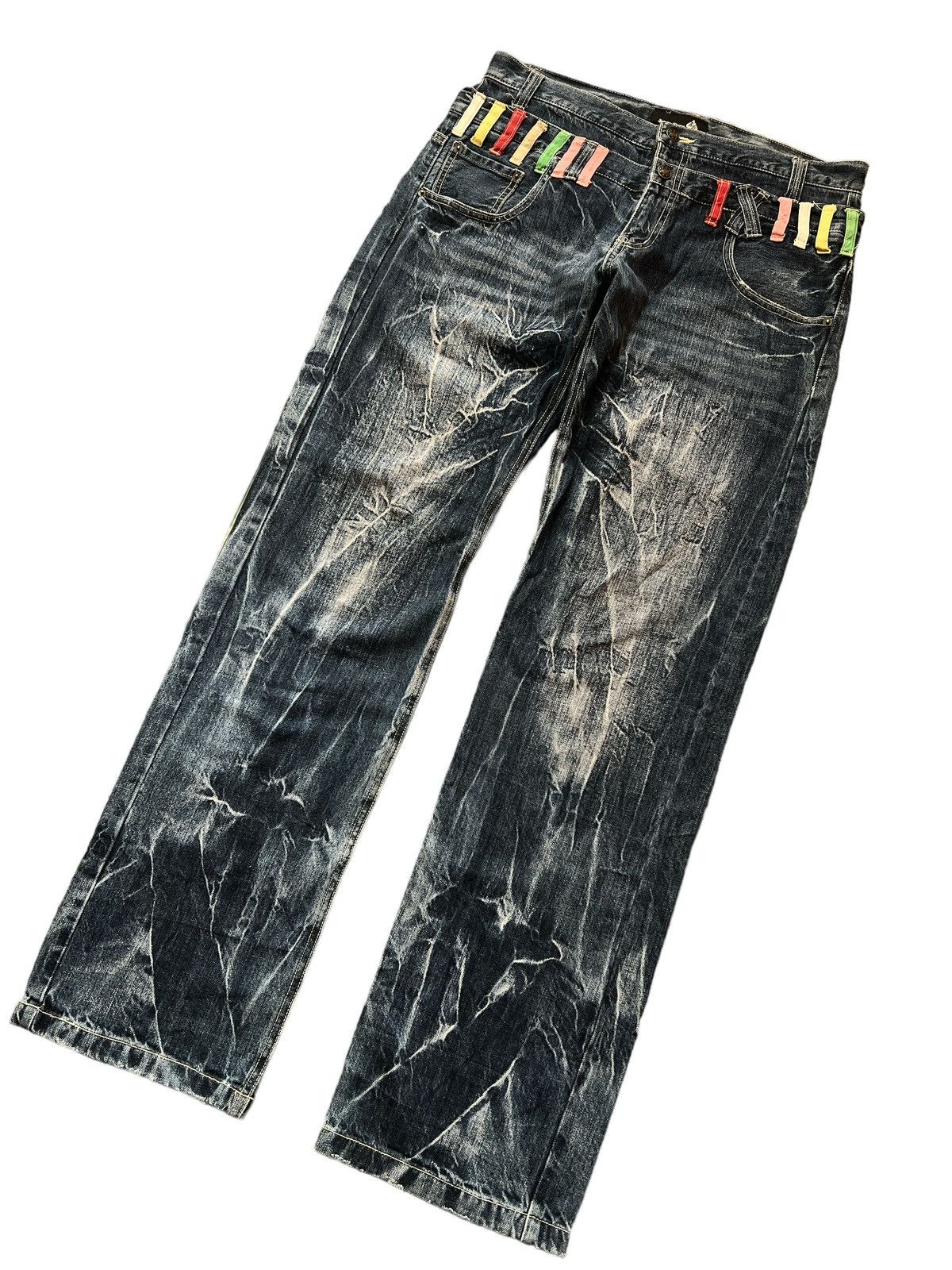 Japanese Brand × Vintage DOUBLE WAIST🔥JUNGLE STORM DISTRESSED DENIM PANT Size US 33 - 5 Thumbnail
