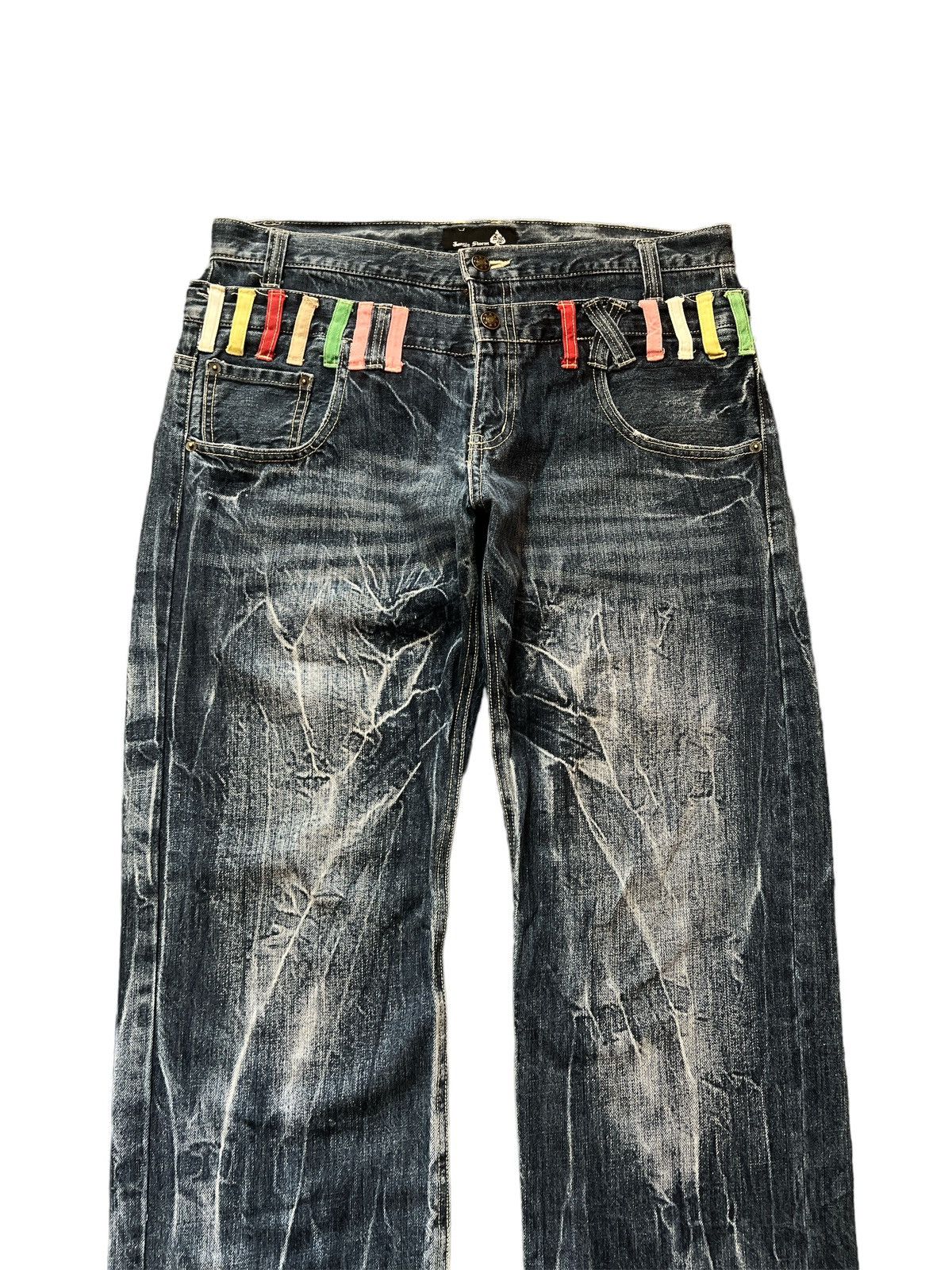 Japanese Brand × Vintage DOUBLE WAIST🔥JUNGLE STORM DISTRESSED DENIM PANT Size US 33 - 3 Thumbnail