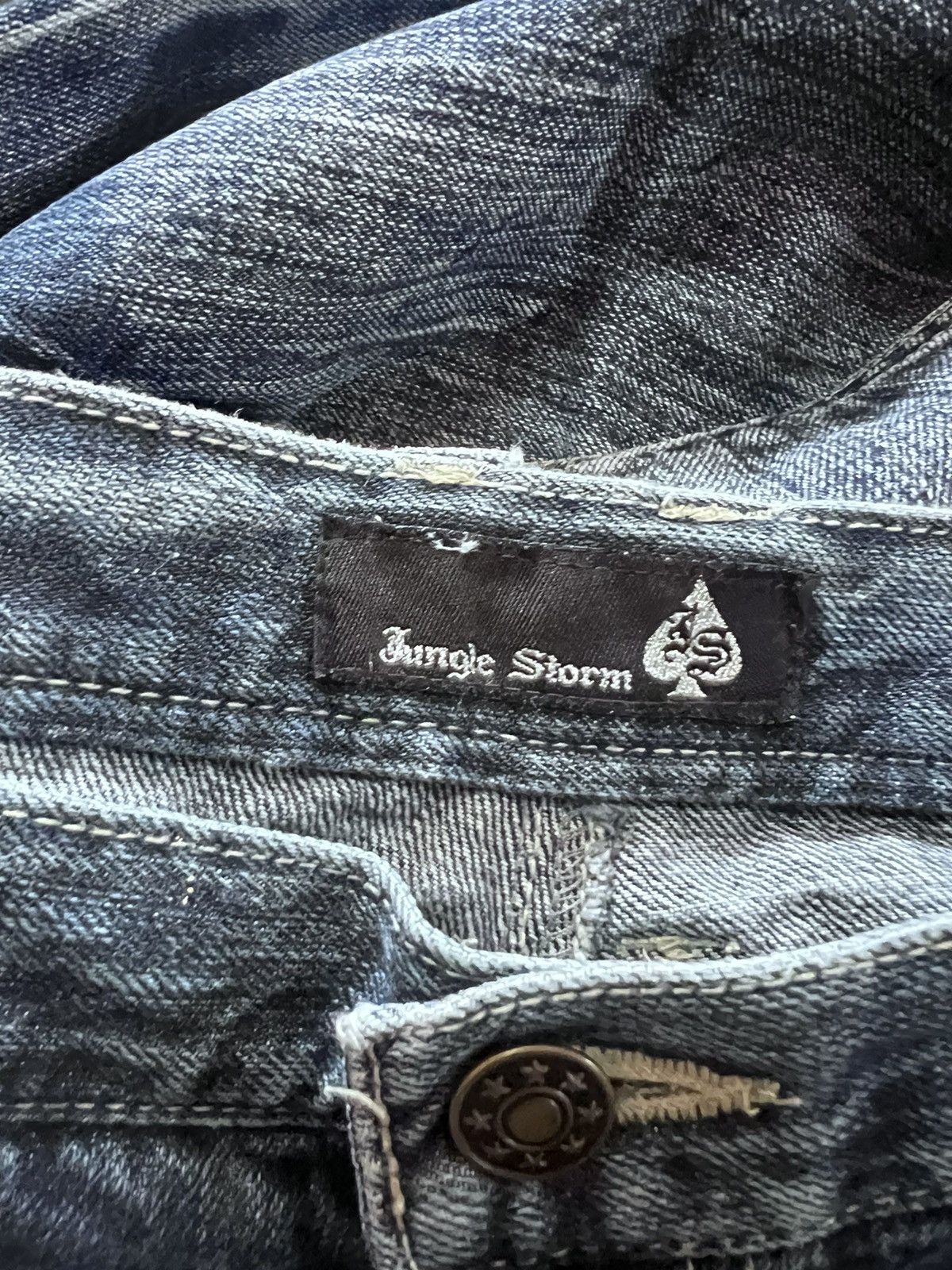 Japanese Brand × Vintage DOUBLE WAIST🔥JUNGLE STORM DISTRESSED DENIM PANT Size US 33 - 7 Thumbnail