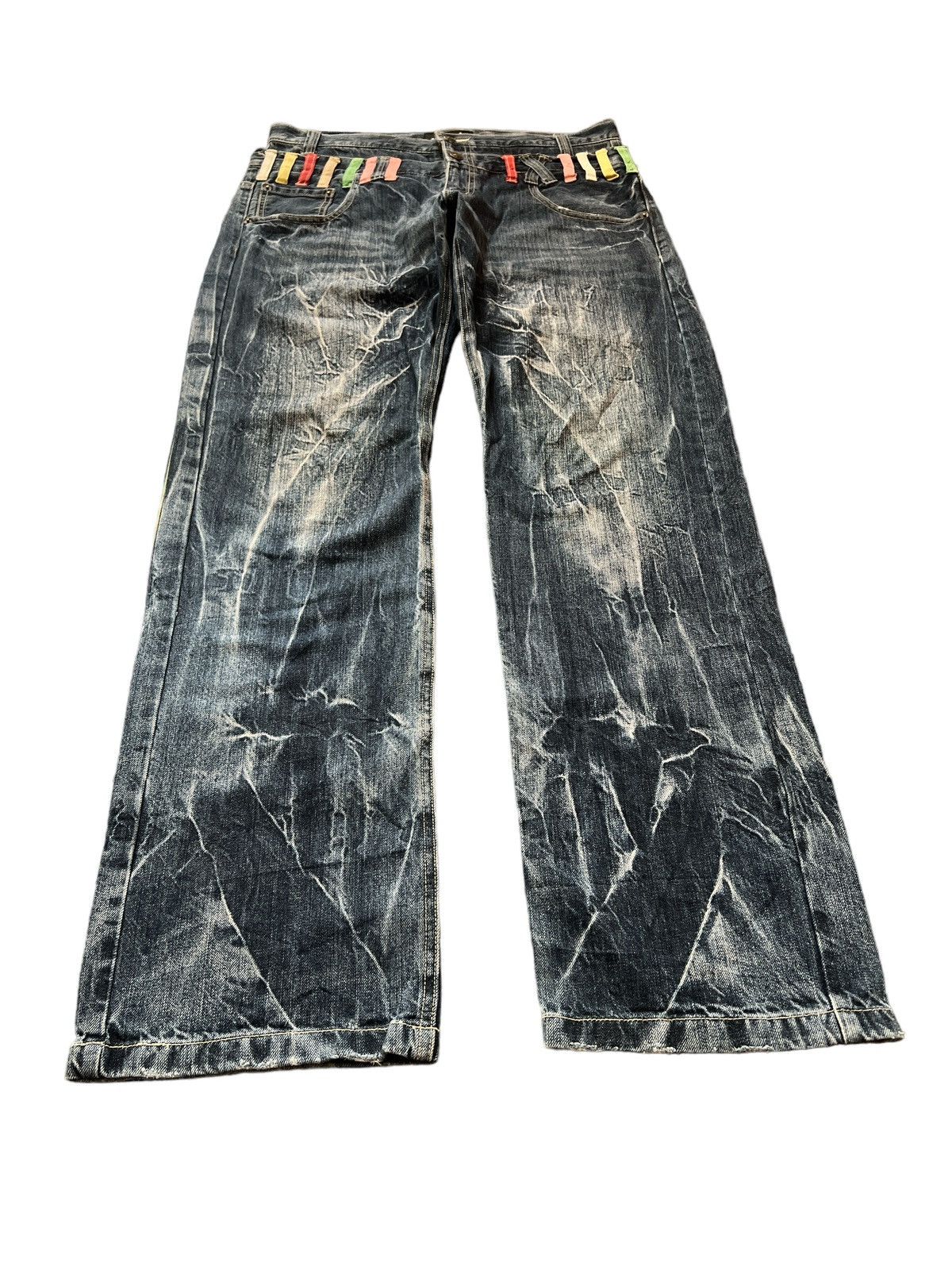 Japanese Brand × Vintage DOUBLE WAIST🔥JUNGLE STORM DISTRESSED DENIM PANT Size US 33 - 2 Thumbnail