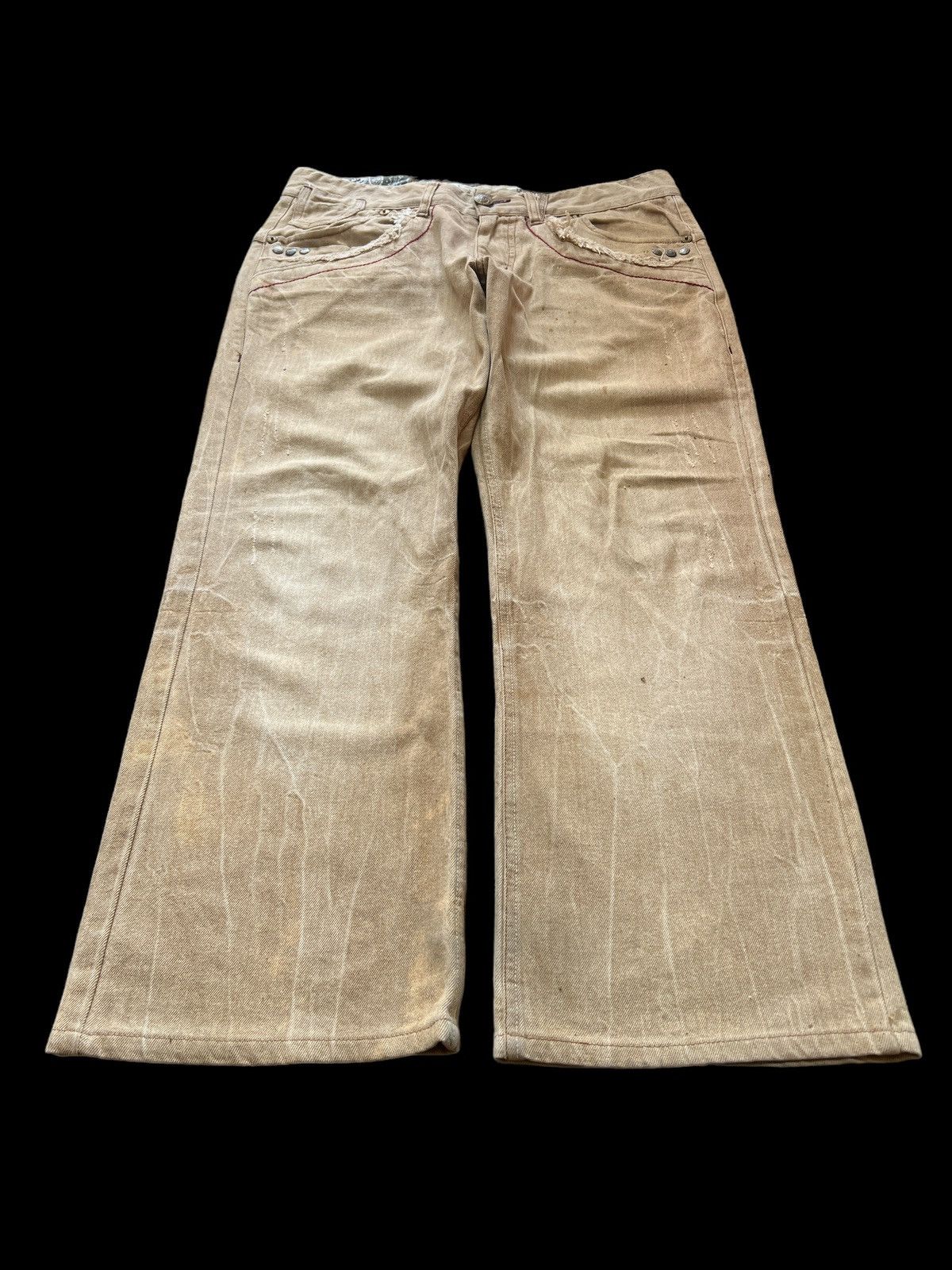 Japanese Brand × Vintage BAGGY💥OIL CAKE BROWN FADED DISTRESSED DENIM PANT Size US 34 / EU 50 - 2 Thumbnail