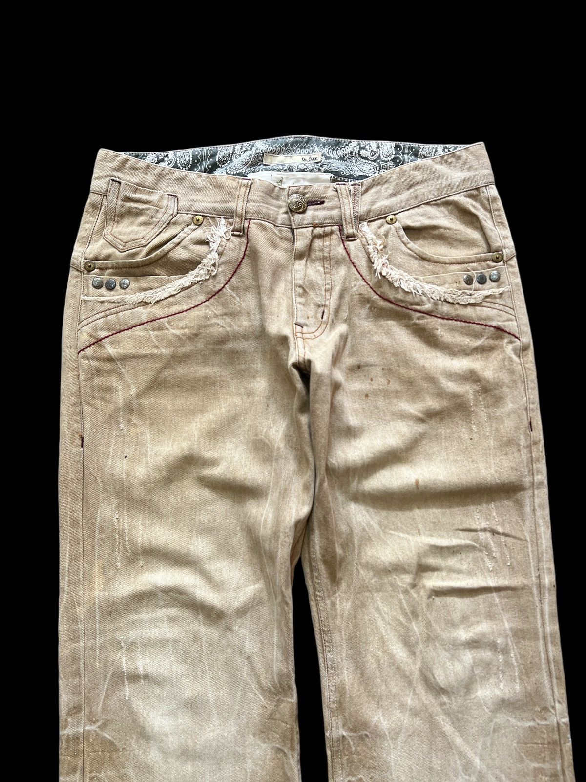 Japanese Brand × Vintage BAGGY💥OIL CAKE BROWN FADED DISTRESSED DENIM PANT Size US 34 / EU 50 - 3 Thumbnail