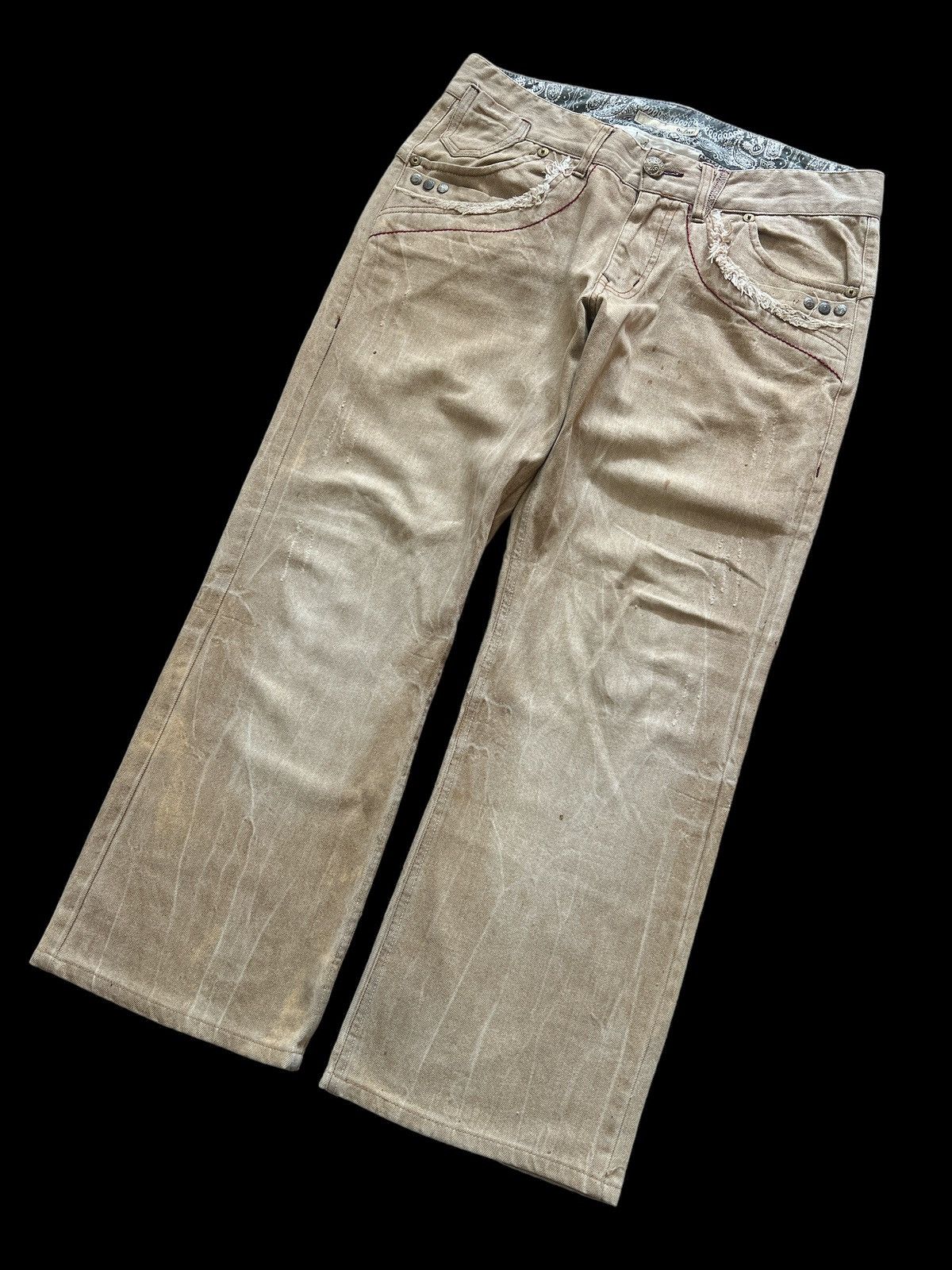 Japanese Brand × Vintage BAGGY💥OIL CAKE BROWN FADED DISTRESSED DENIM PANT Size US 34 / EU 50 - 5 Thumbnail