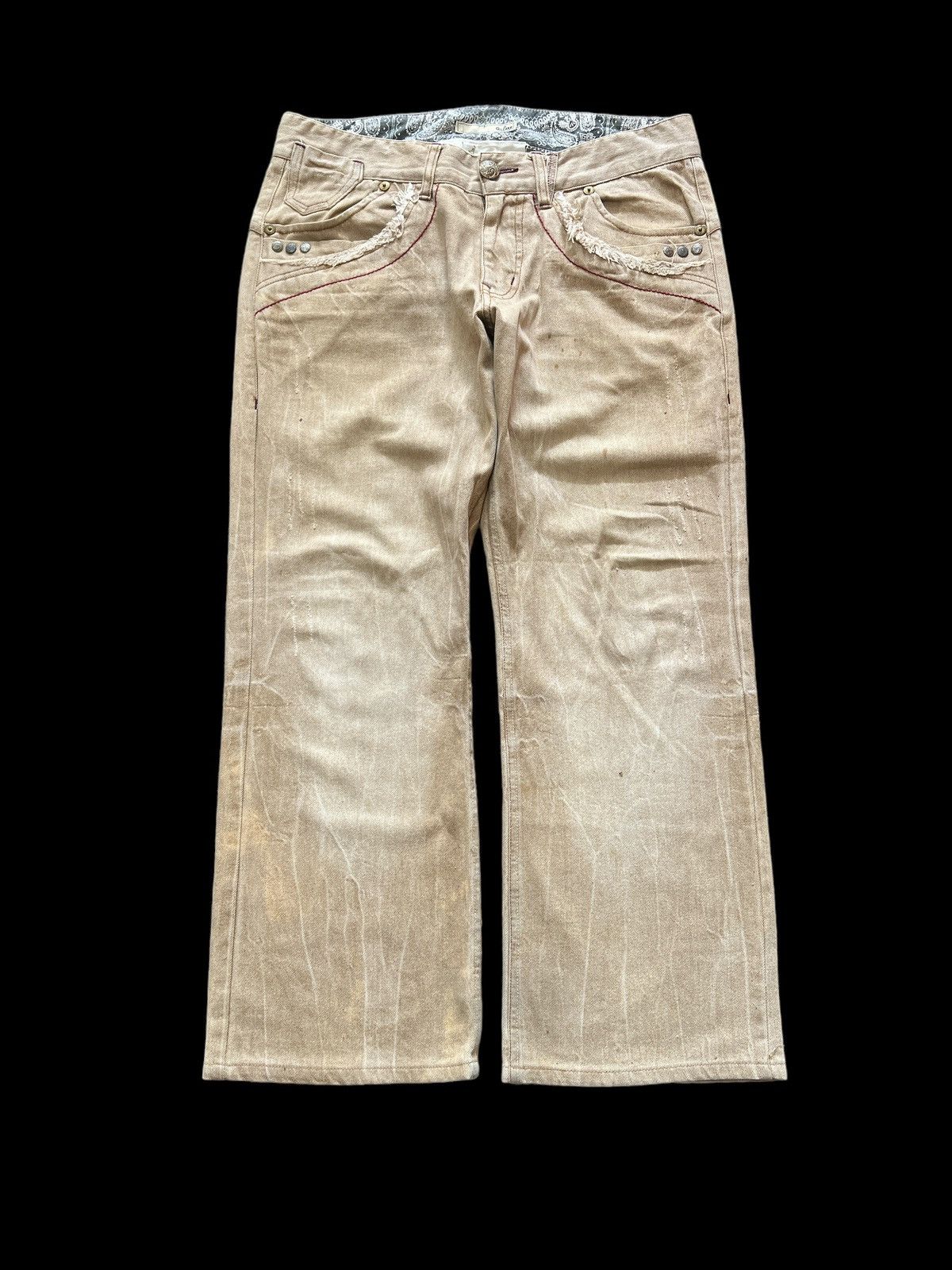 Japanese Brand × Vintage BAGGY💥OIL CAKE BROWN FADED DISTRESSED DENIM PANT Size US 34 / EU 50 - 1 Thumbnail