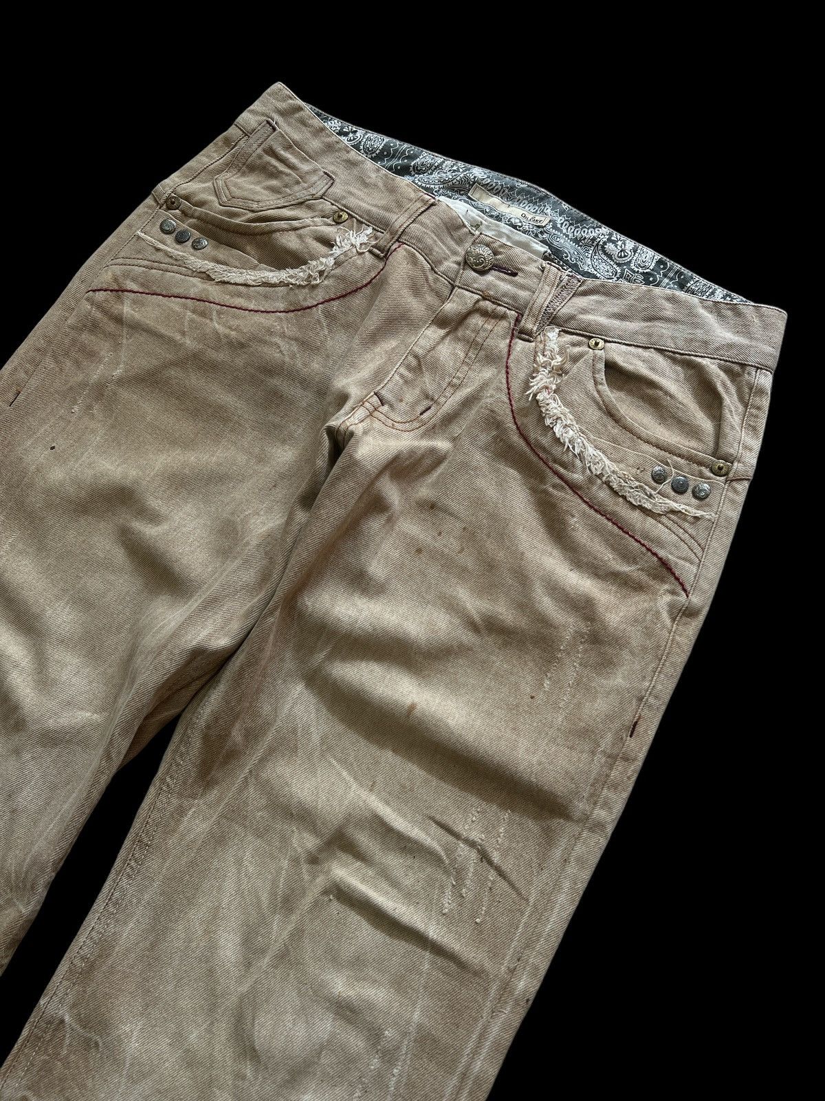 Japanese Brand × Vintage BAGGY💥OIL CAKE BROWN FADED DISTRESSED DENIM PANT Size US 34 / EU 50 - 6 Thumbnail