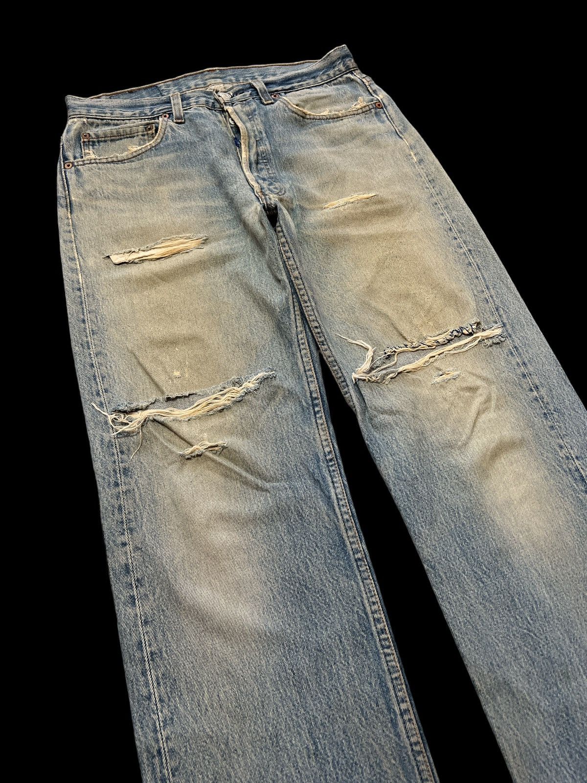 Japanese Brand × Levi's THRASHED VINTAGE LEVIS 501 RIPPED KURT KOBAIN Size US 30 / EU 46 - 5 Thumbnail