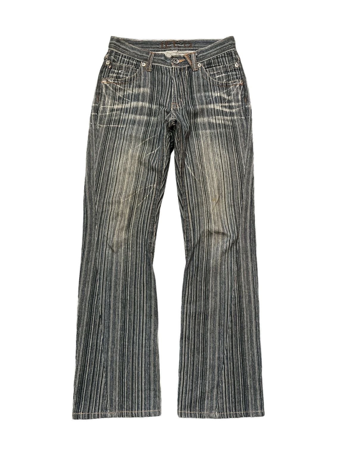Japanese Brand × Vintage FLARED💥IKKA STRIPE DISTRESSED DENIM PANT Size US 28 / EU 44 - 1 Thumbnail