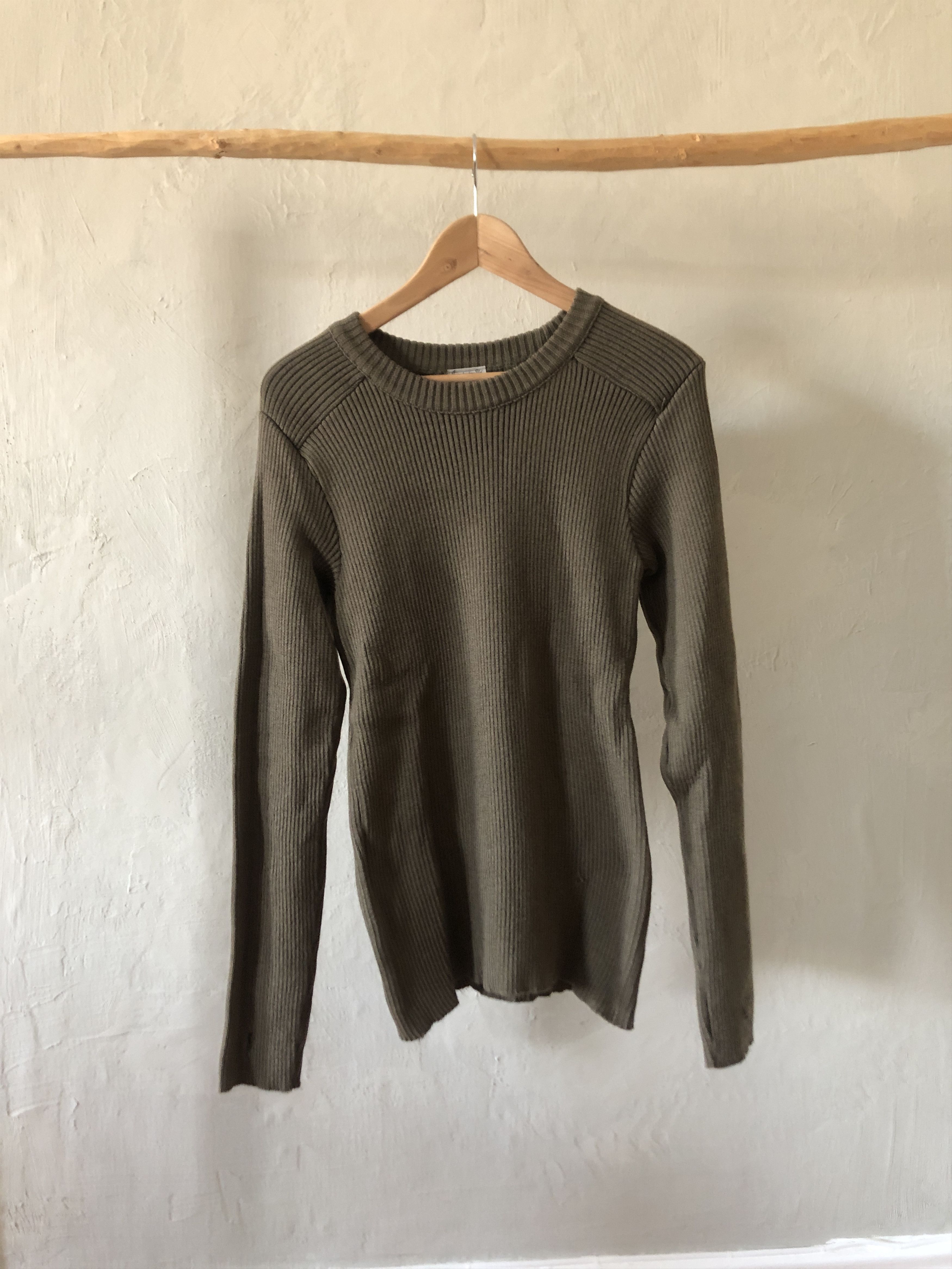 image of S N S Herning S.n.s Hening Vintage Wool Knit Sweater in Army Green, Men's (Size Medium)