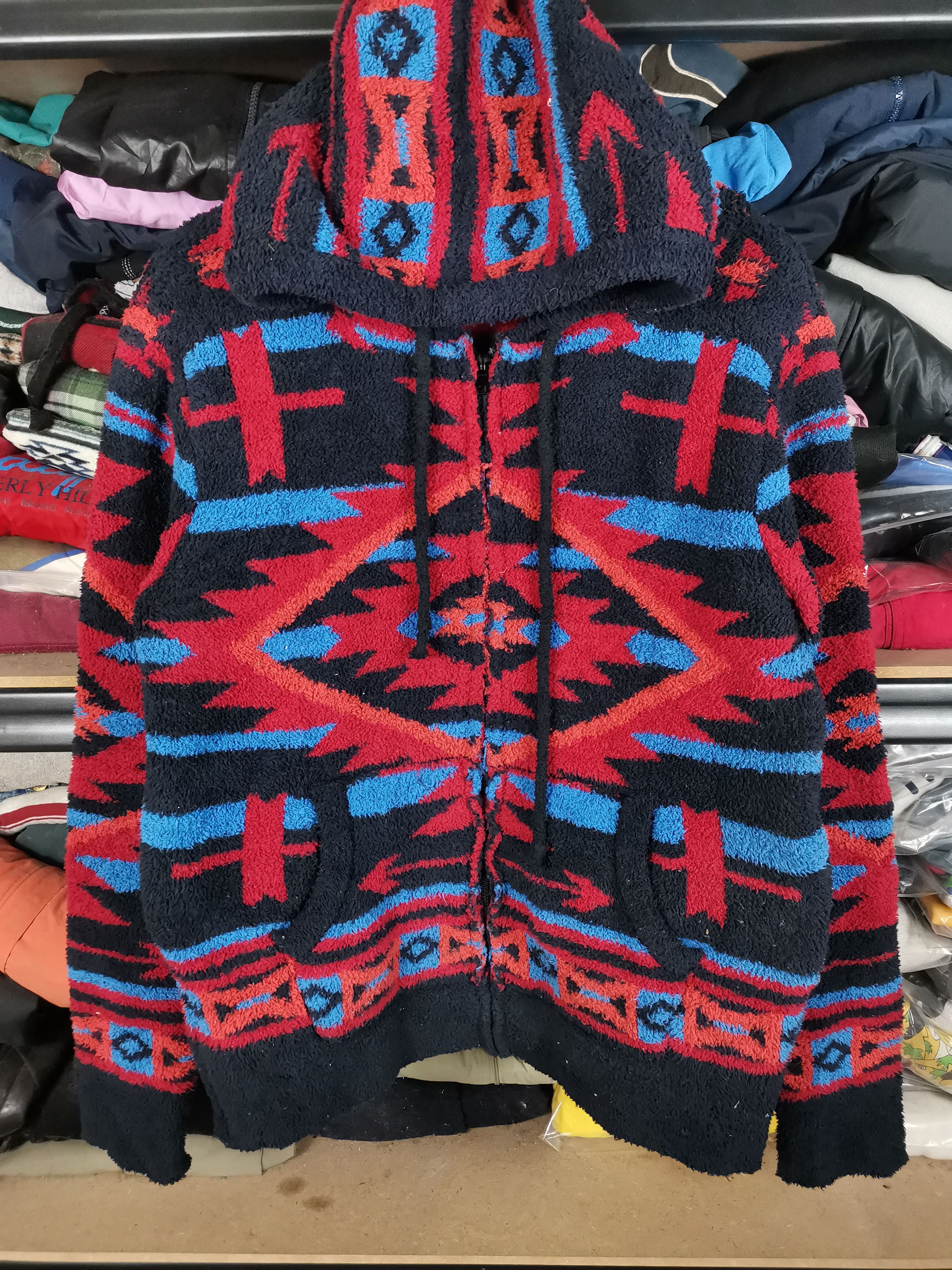 image of Archival Clothing x Navajo Vintage 90's Navajo Hoodie Jacket By Bluegill in Red, Men's (Size Medium