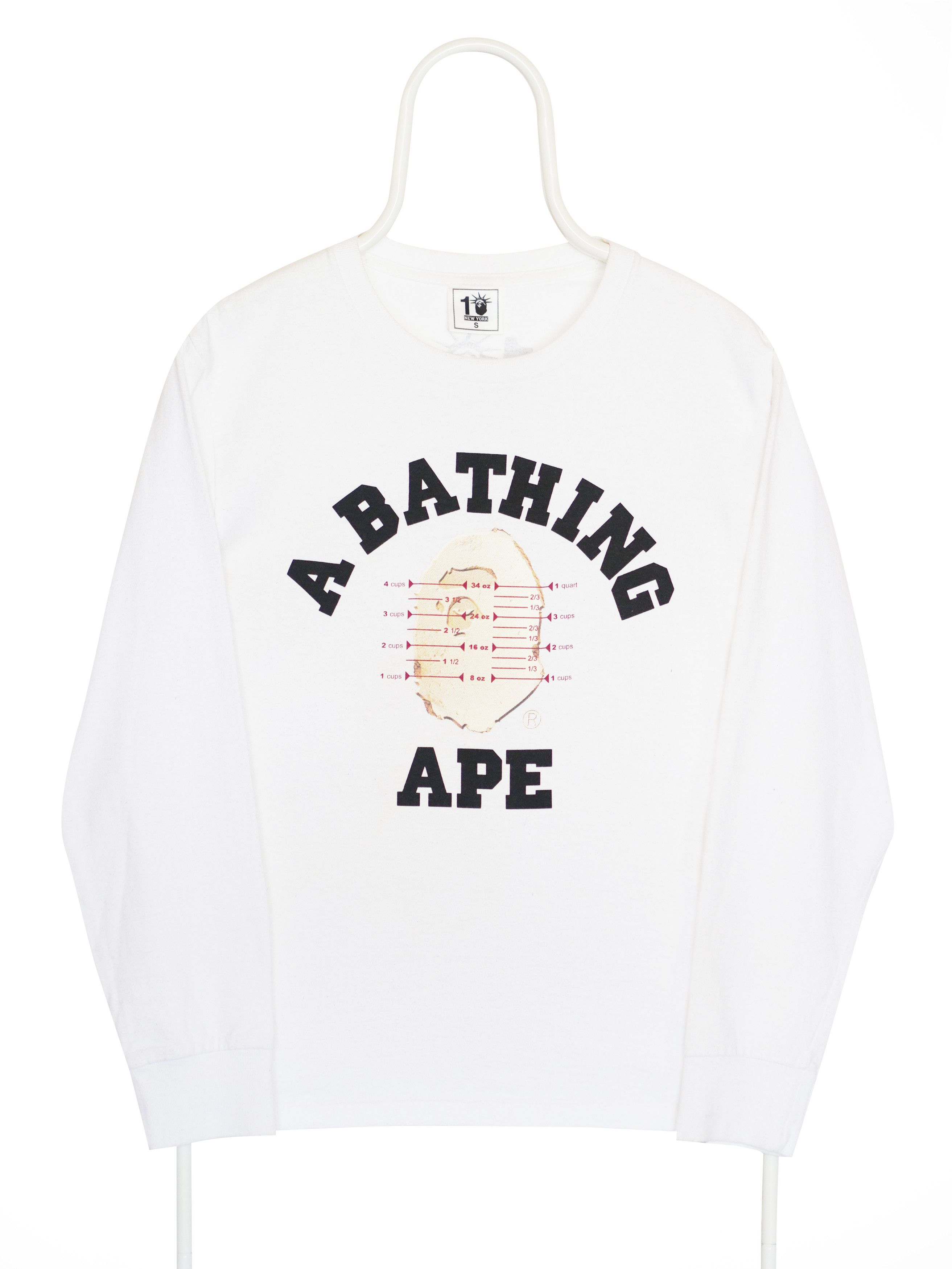 image of Bape x Pusha T 10Th Year Nyc Longsleeve in White, Men's (Size Small)