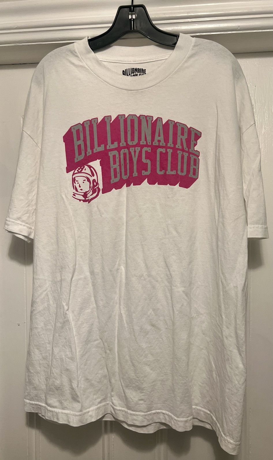 Billionaire Boys Club white tee pink/silver logo tee