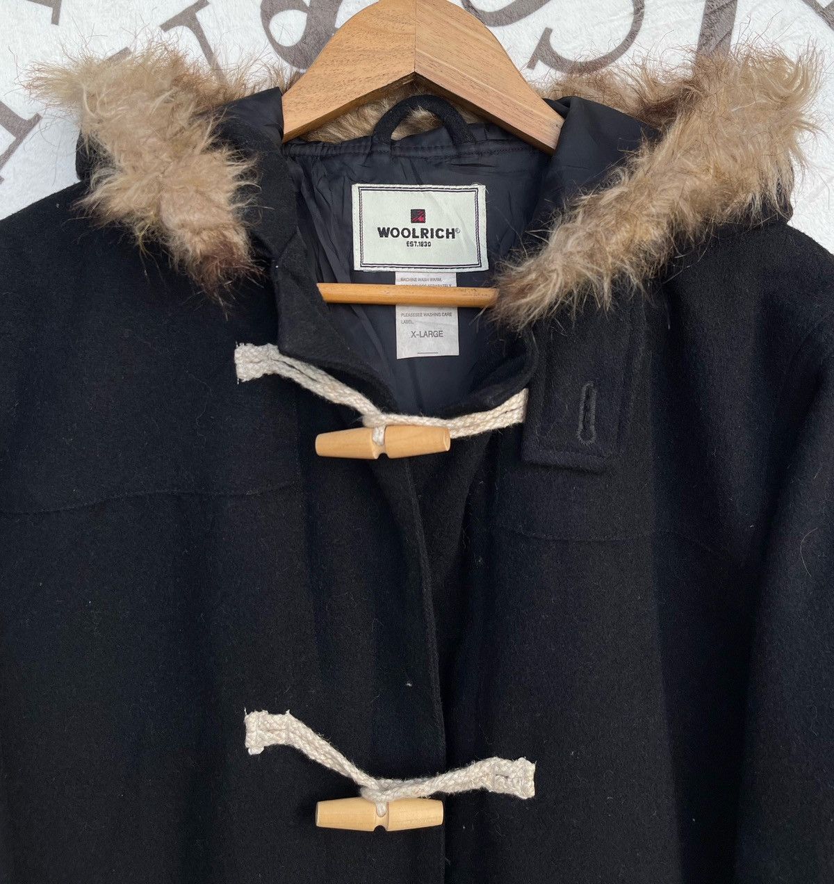 Woolrich Woolen Mills VINTAGE WOOLRICH DUFFLE JACKET WITH FAUX FUR HOOD Size US XL / EU 56 / 4 - 14 Thumbnail