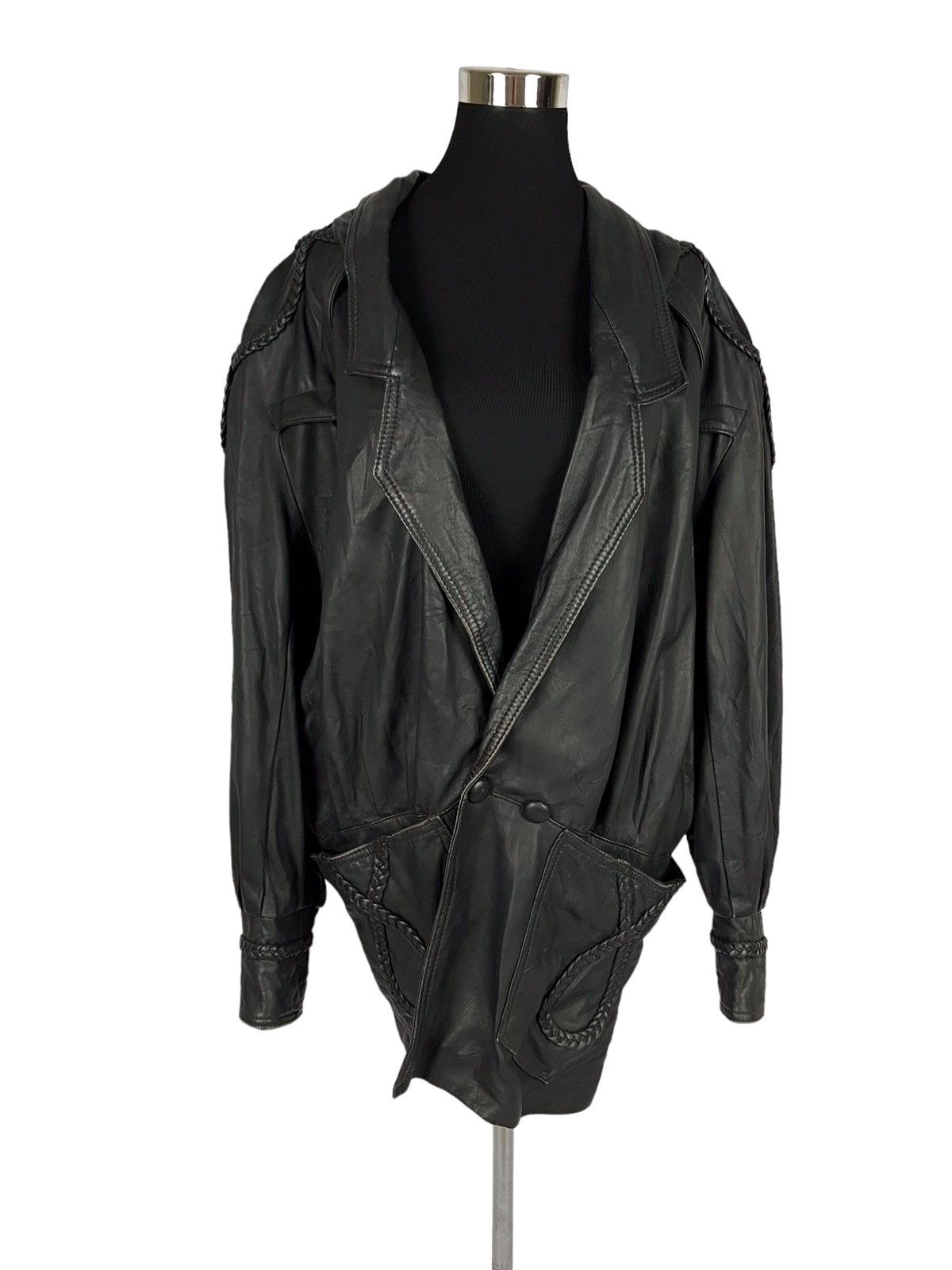 Japanese Brand Japanese Brand Black Leather Oversized Jacket Size ONE SIZE - 3 Thumbnail